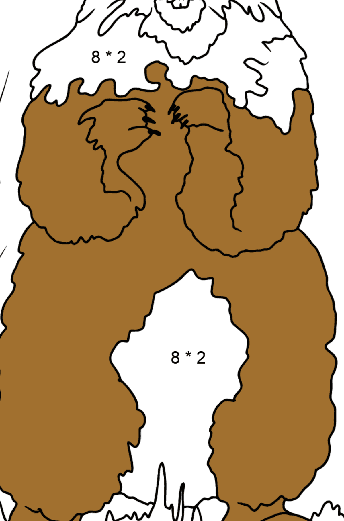 Dibujo para Colorear - Una Marmota está de Pie - Colorear con Matemáticas - Multiplicaciones para Niños
