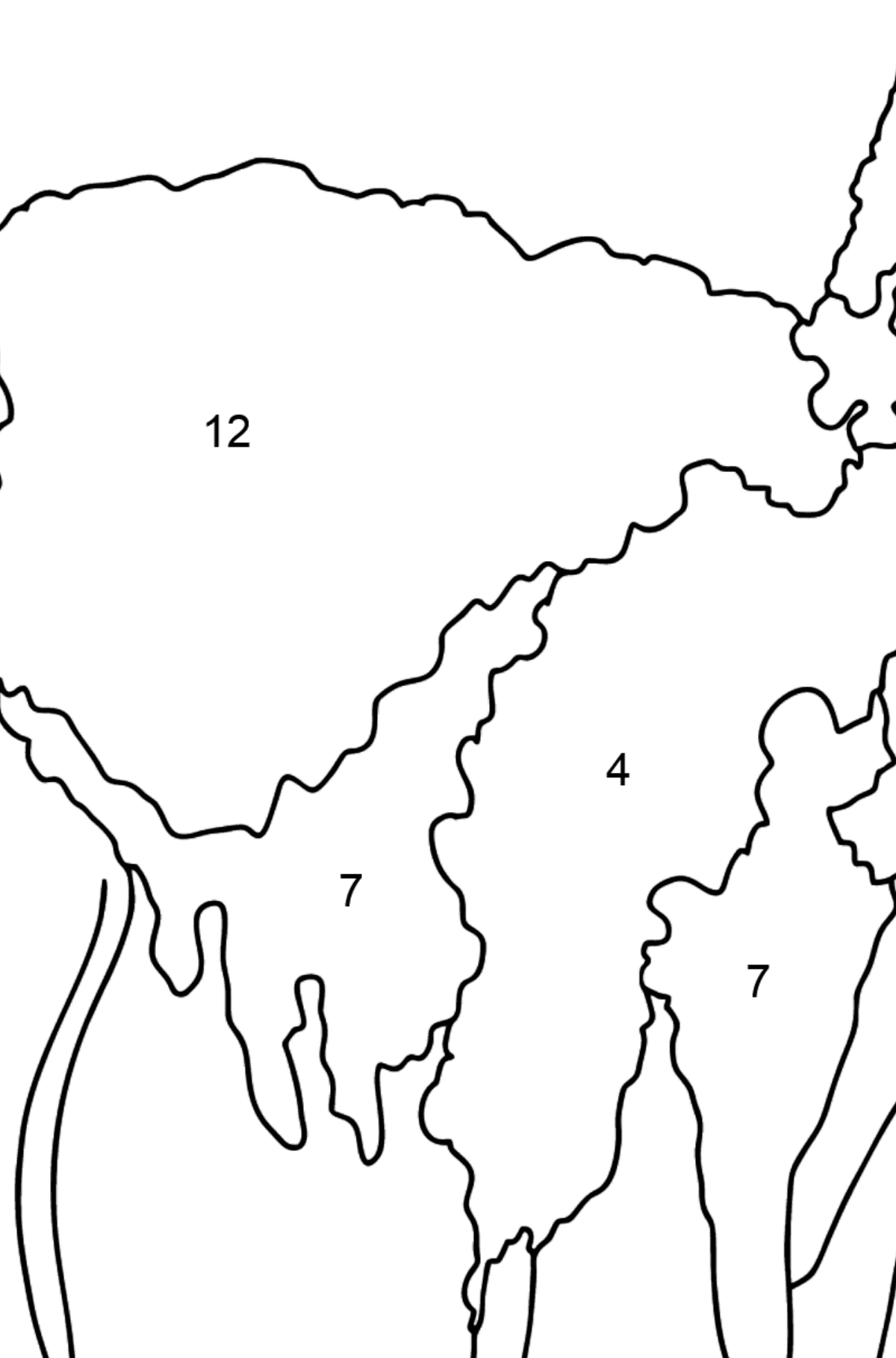 Coloring Page - A Lama is Looking Haughtily - Coloring by Numbers for Kids