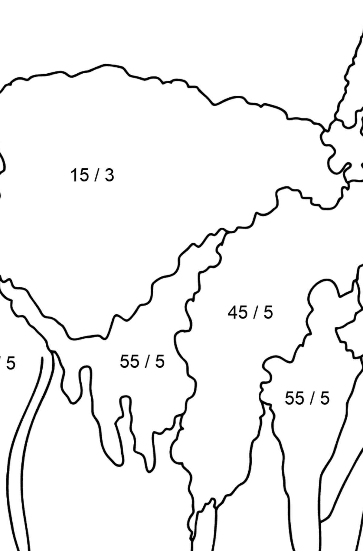 Ausmalbild schönes lama (schwer) - Mathe Ausmalbilder - Division für Kinder