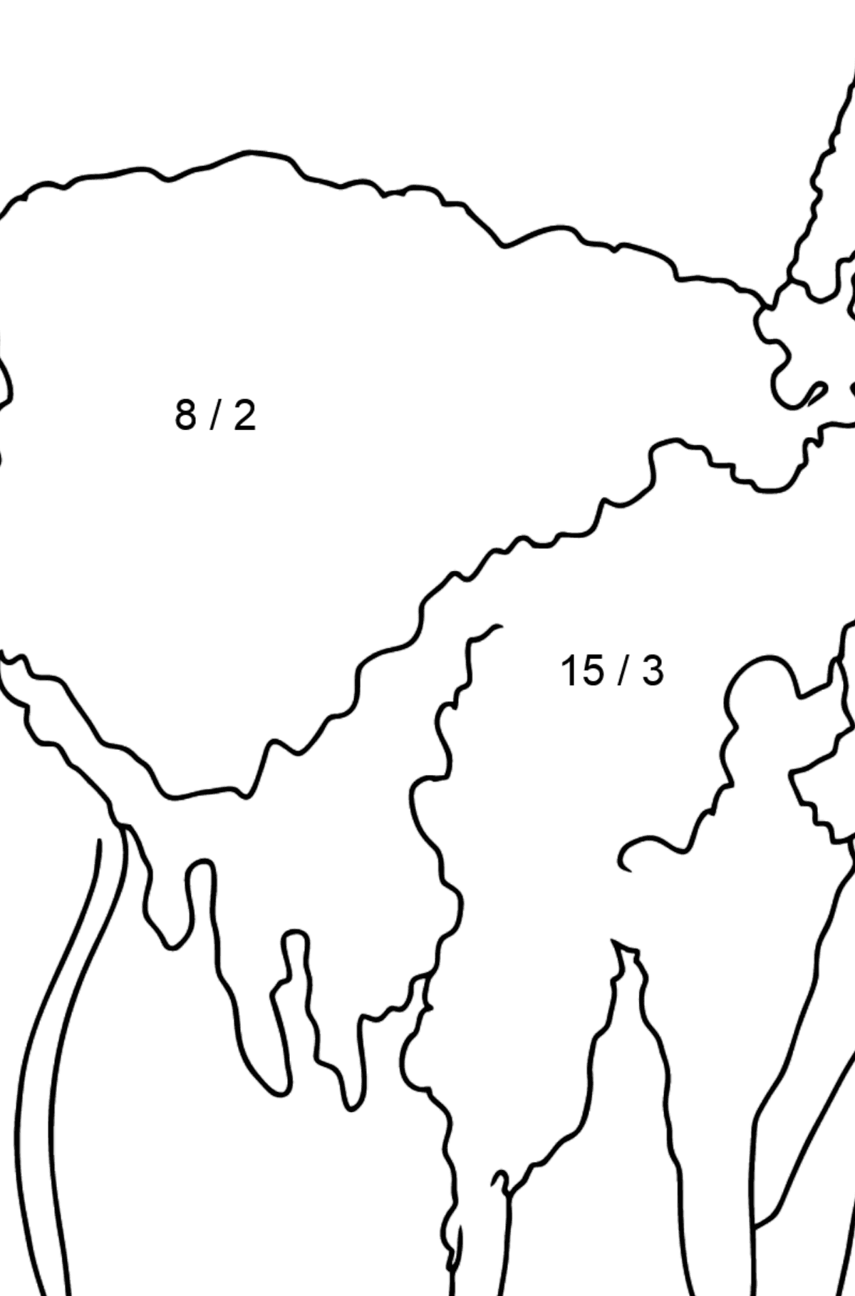 Ausmalbild schönes lama (einfach) - Mathe Ausmalbilder - Division für Kinder