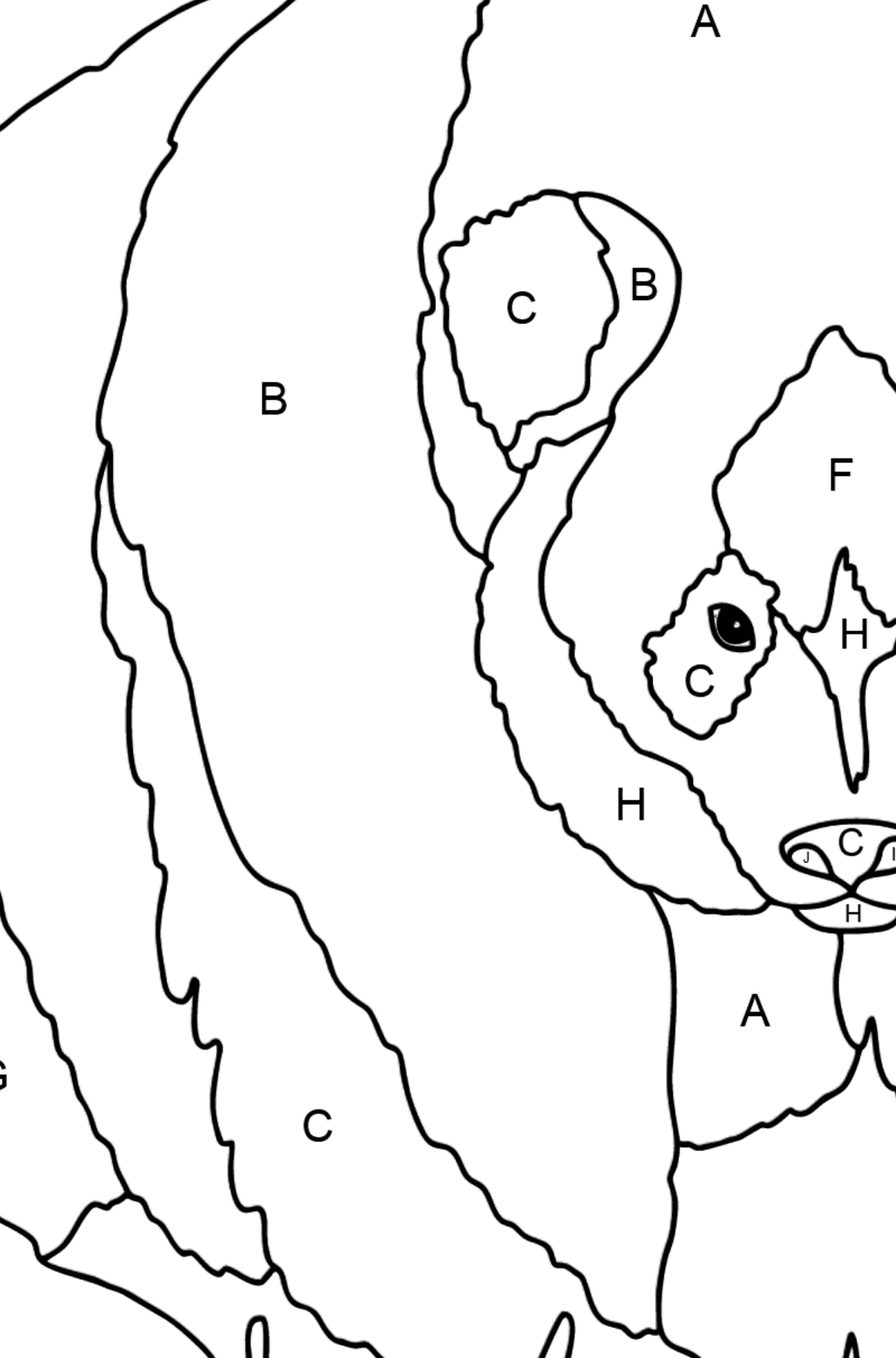 Coloring Page - A Panda is on a Hunt - Coloring by Letters for Kids