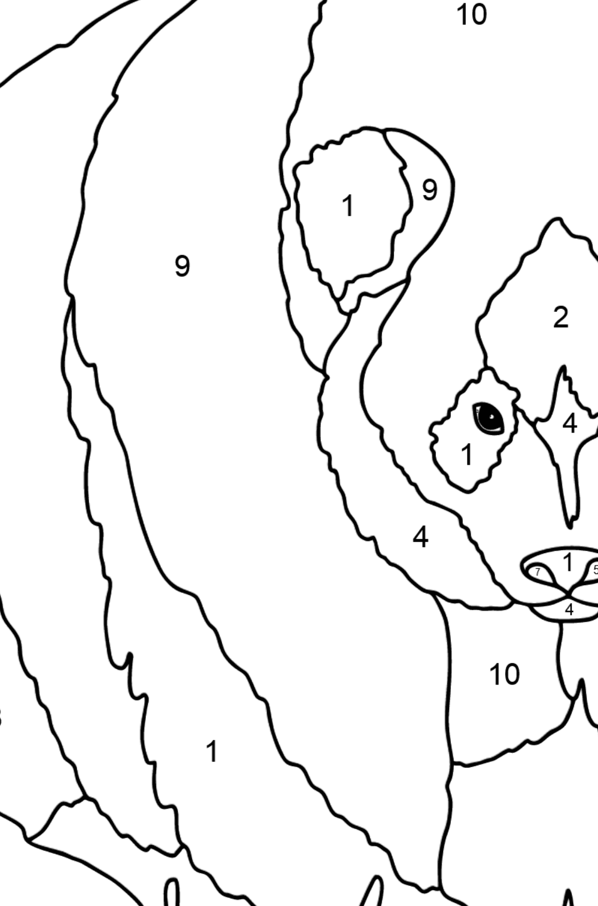 Coloring Page - A Panda is on a Hunt - Coloring by Numbers for Kids
