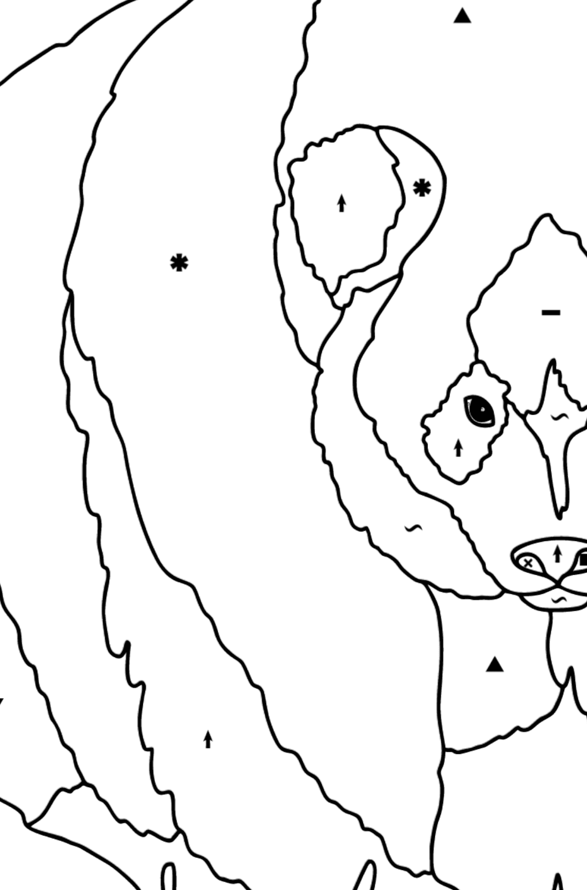 Coloring Page - A Panda is on a Hunt - Coloring by Symbols for Kids