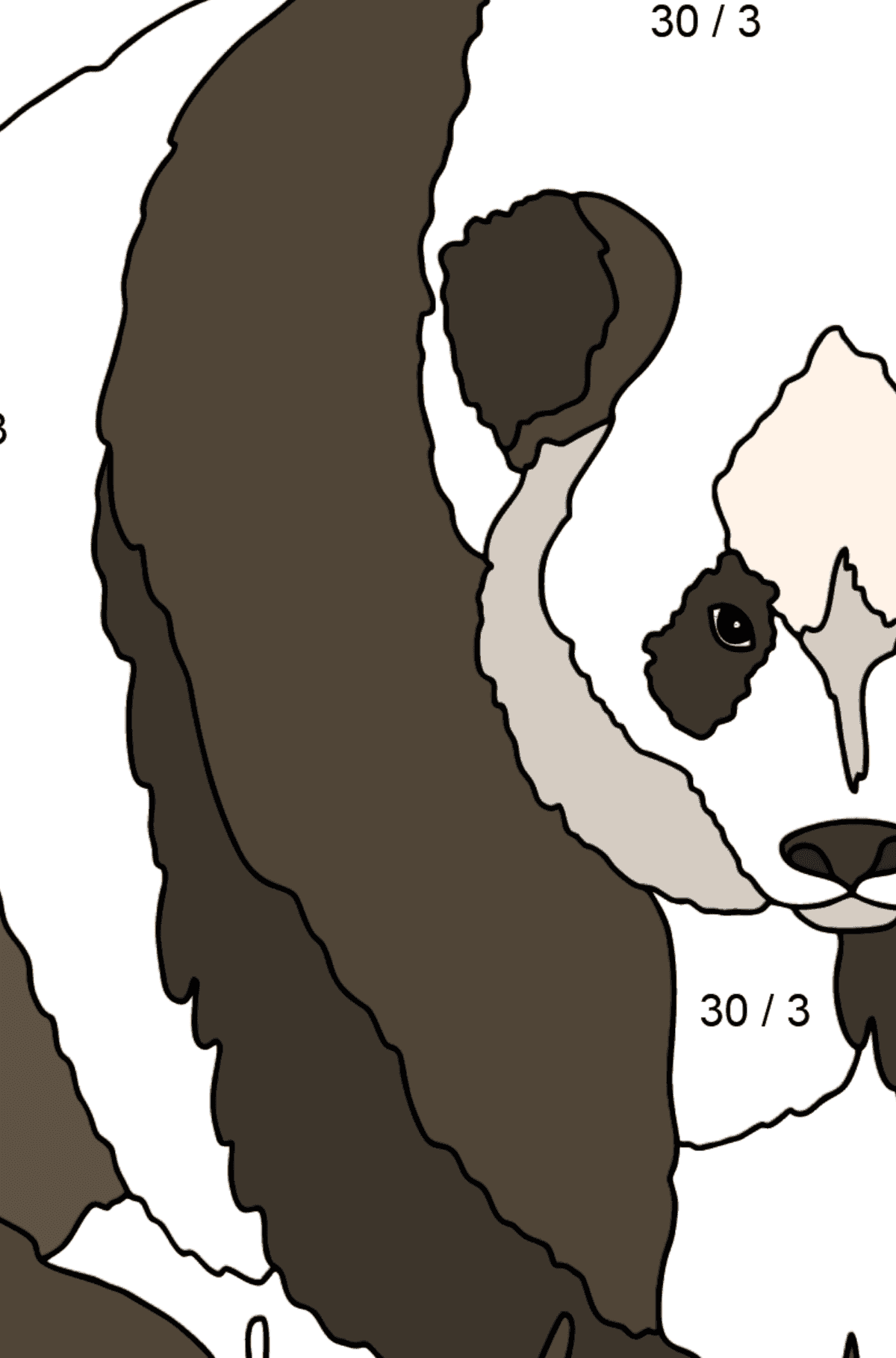 Coloriage - Un panda en chasse - Coloriage Magique Division pour les Enfants