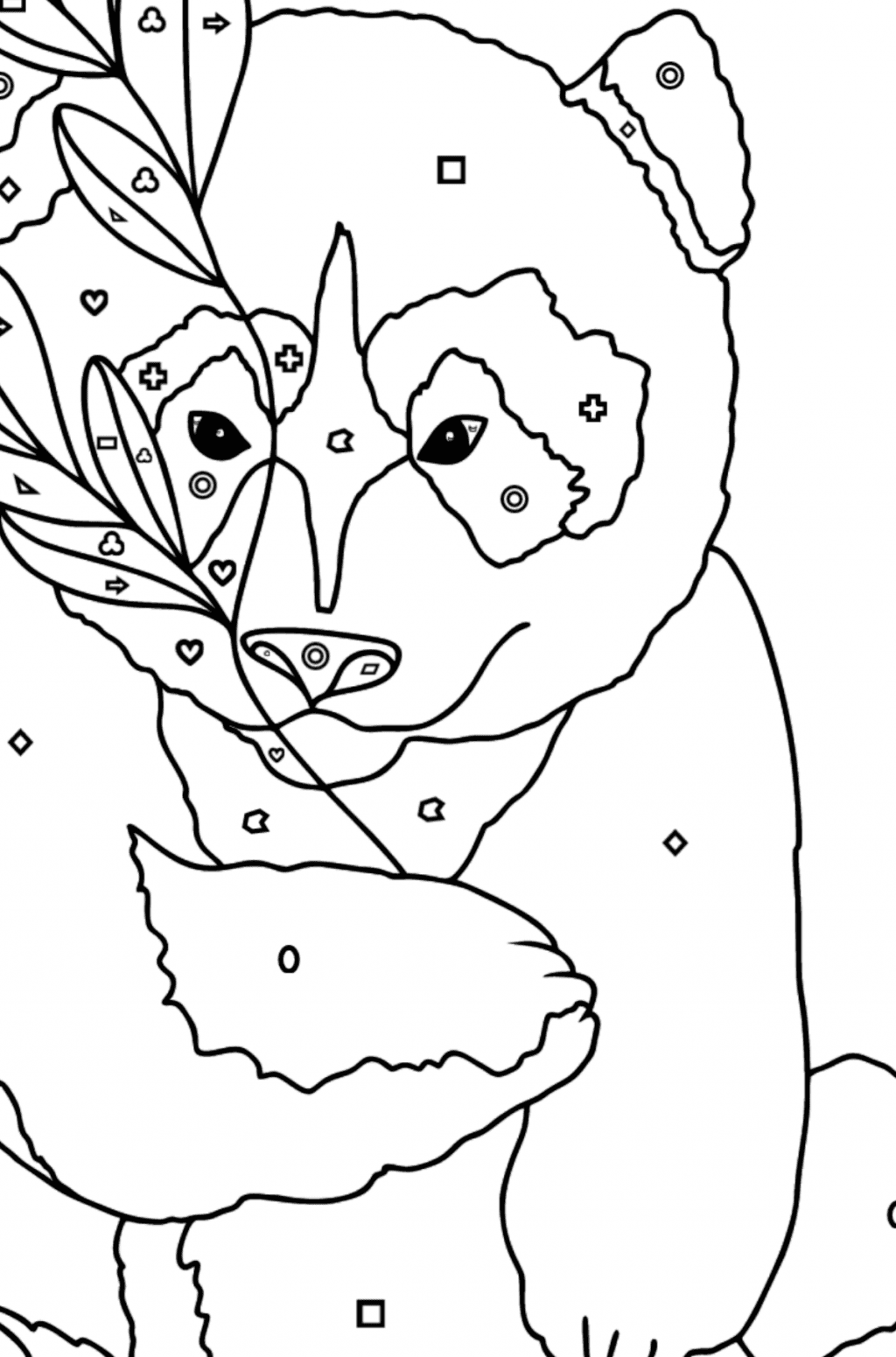 Coloring Page - A Panda Loves Bamboo Leaves ♥ Online for Free!