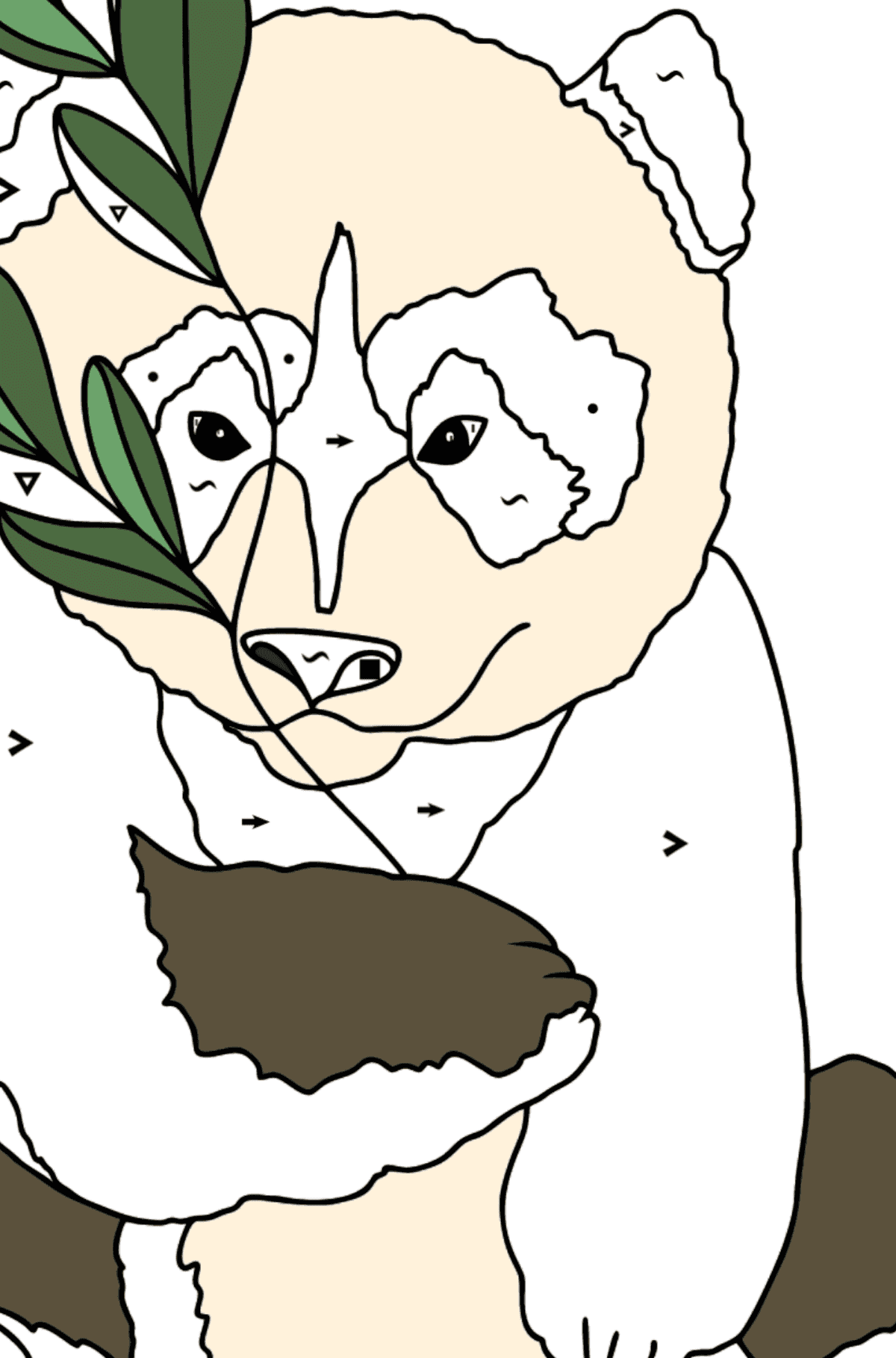 Раскраска панда (сложно) - По Символам для Детей