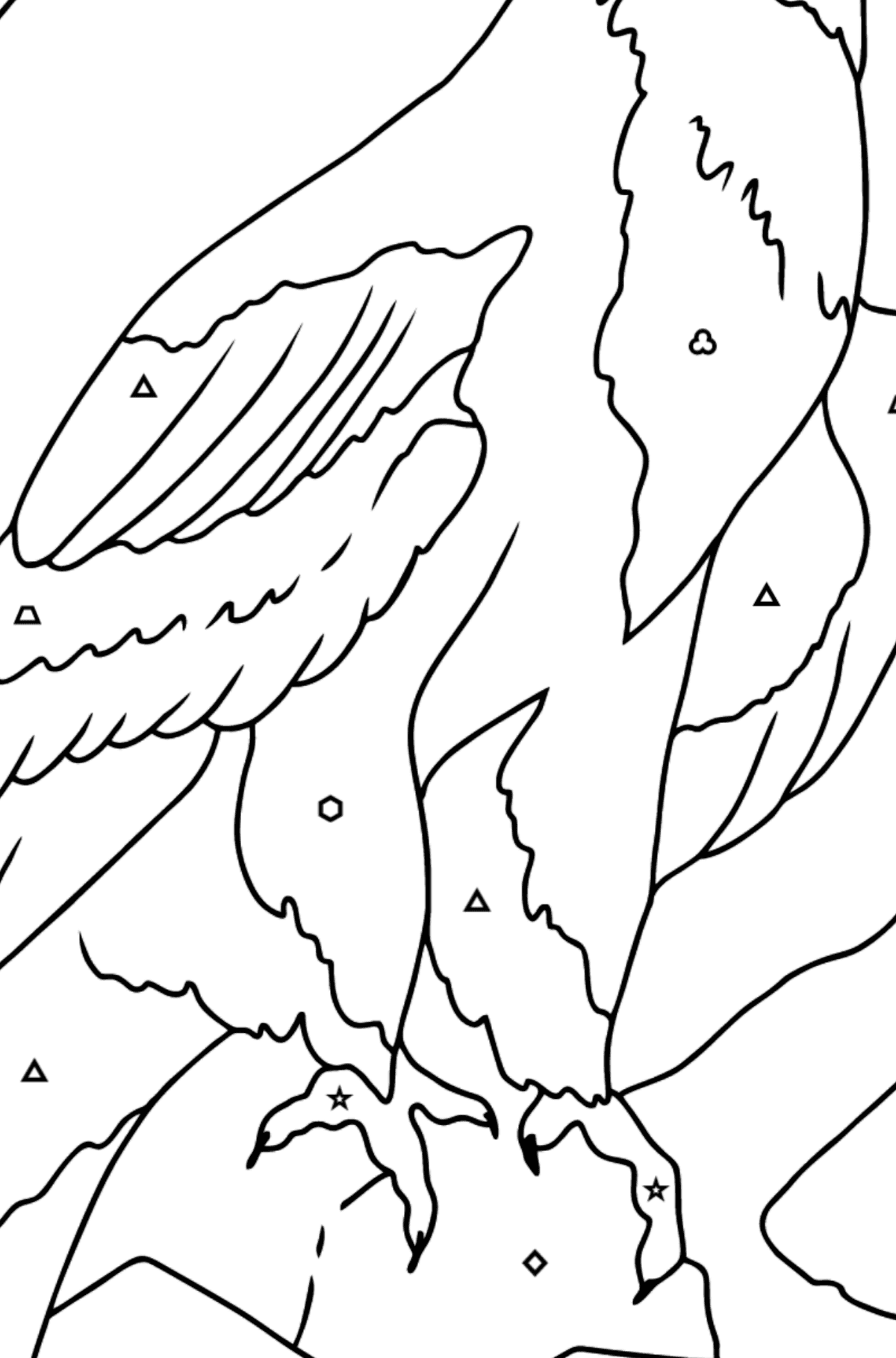 Ausmalbild Alpenadler - Ausmalen nach Geometrischen Formen für Kinder