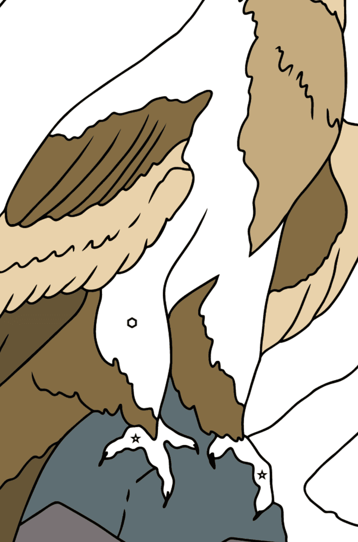 Coloring Page - An Alpine Eagle - Coloring by Geometric Shapes for Kids