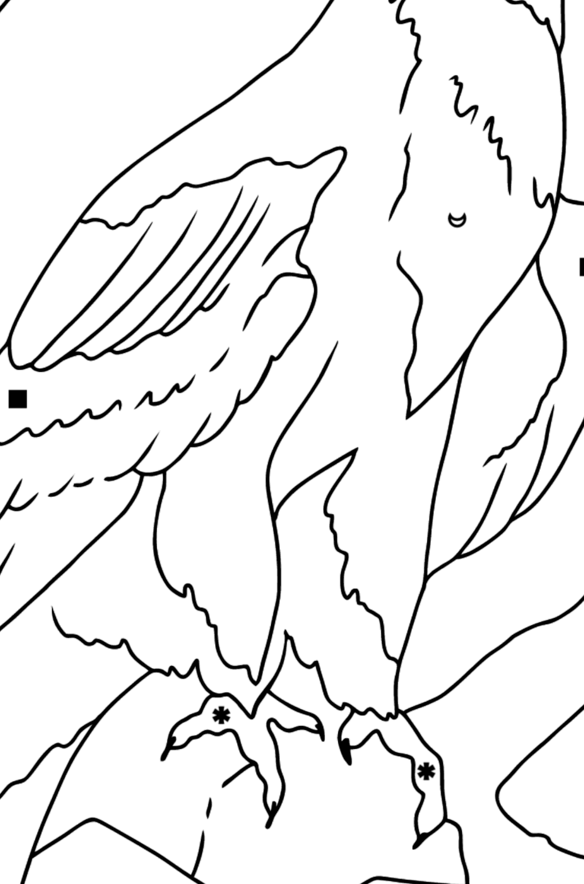 Ausmalbild - Ein Adler ist auf der Jagd - Ausmalen nach Symbolen für Kinder