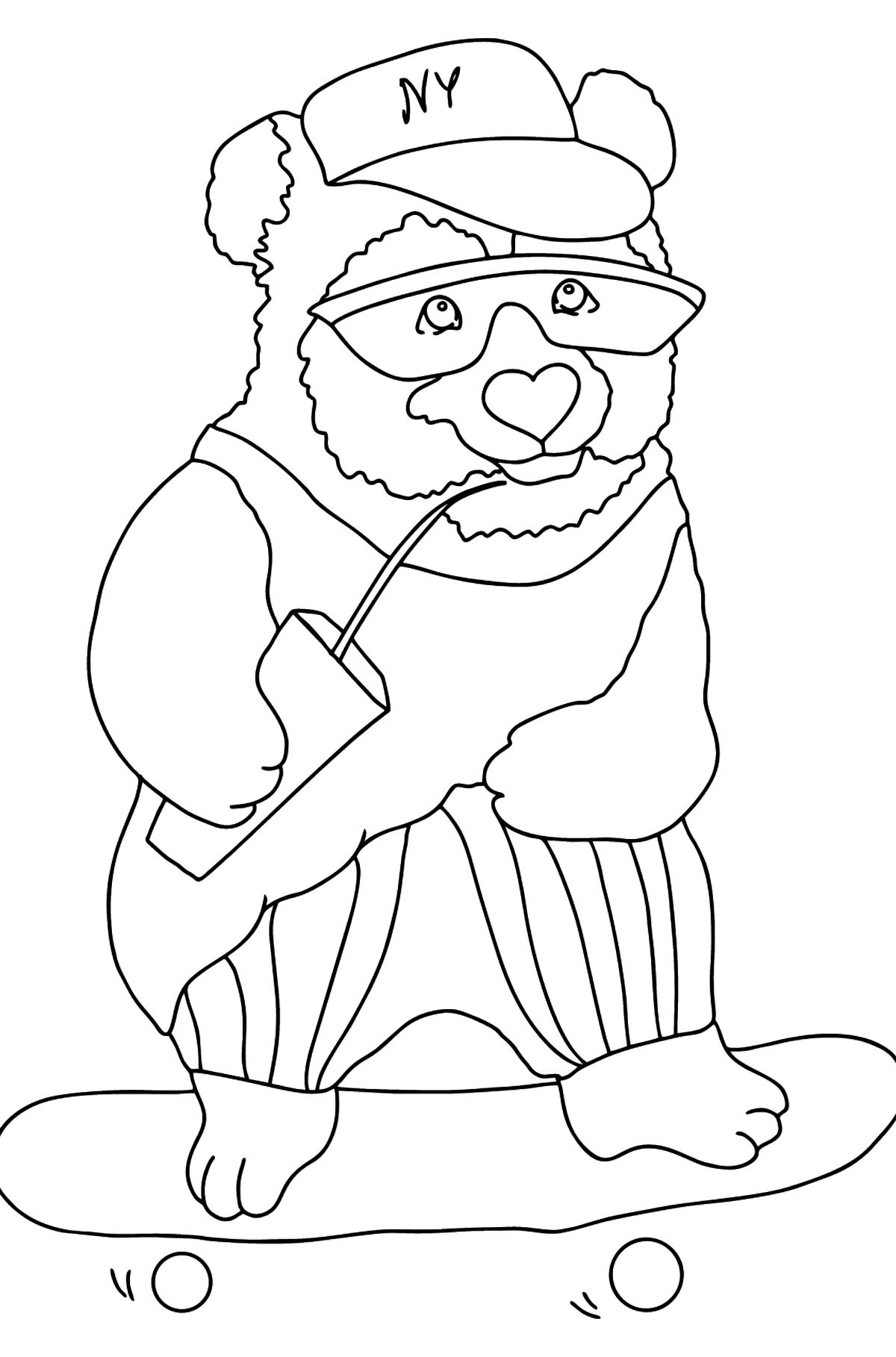 Tegning til farvning glad panda (vanskeligt) - Tegninger til farvelægning for børn