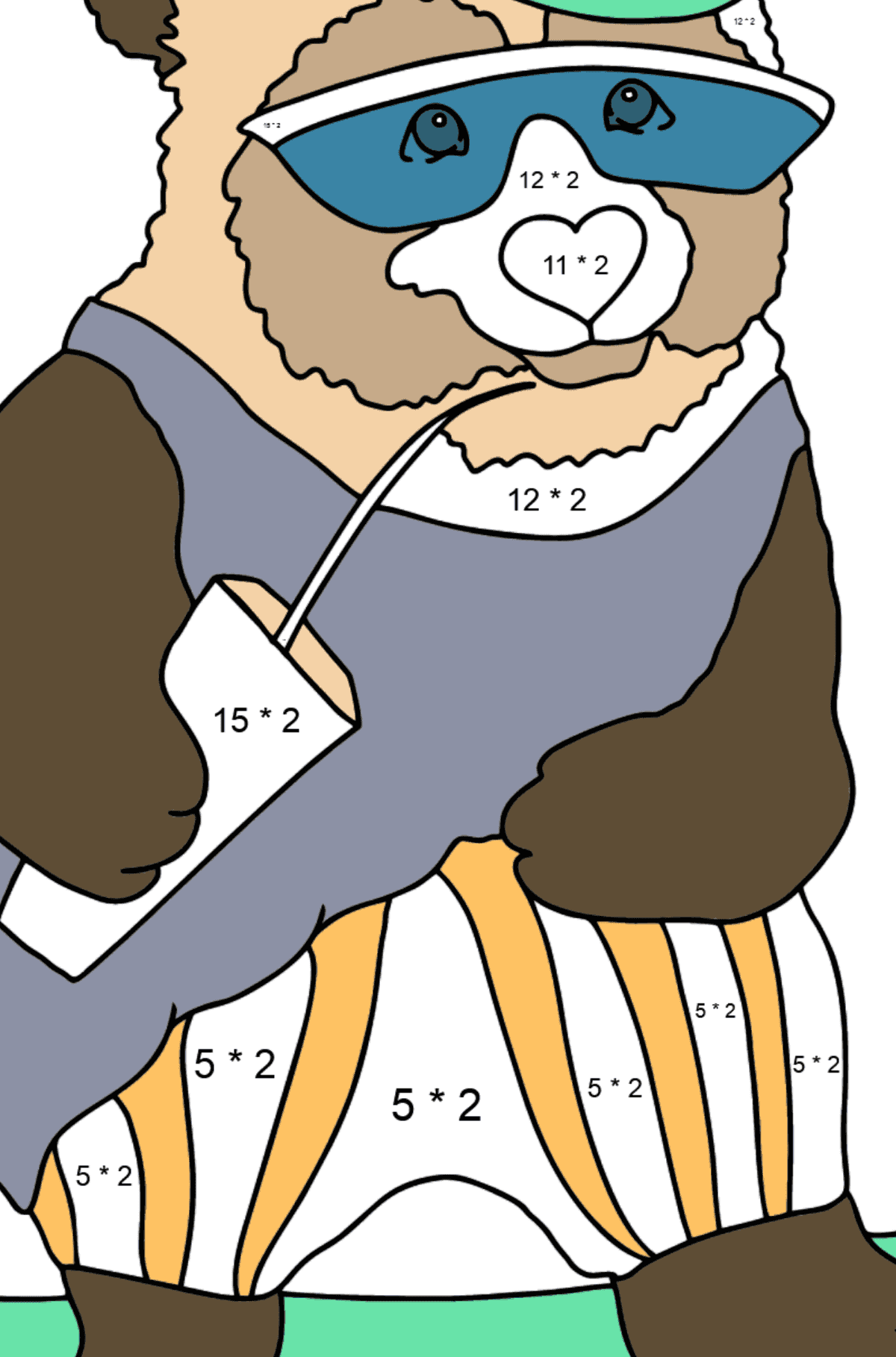 Fun Panda (Hard) coloring page - Math Coloring - Multiplication for Kids