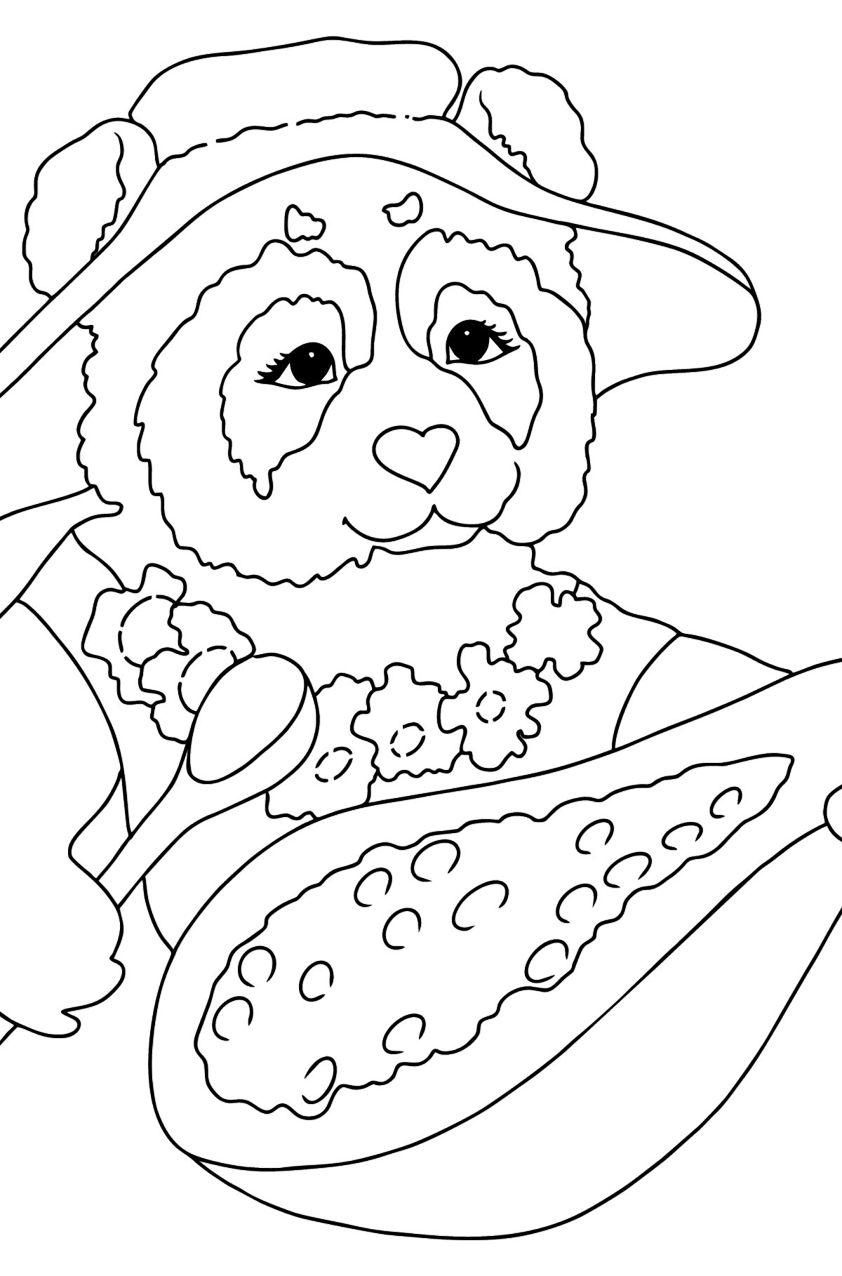 Tegning til farvning sød panda - Tegninger til farvelægning for børn