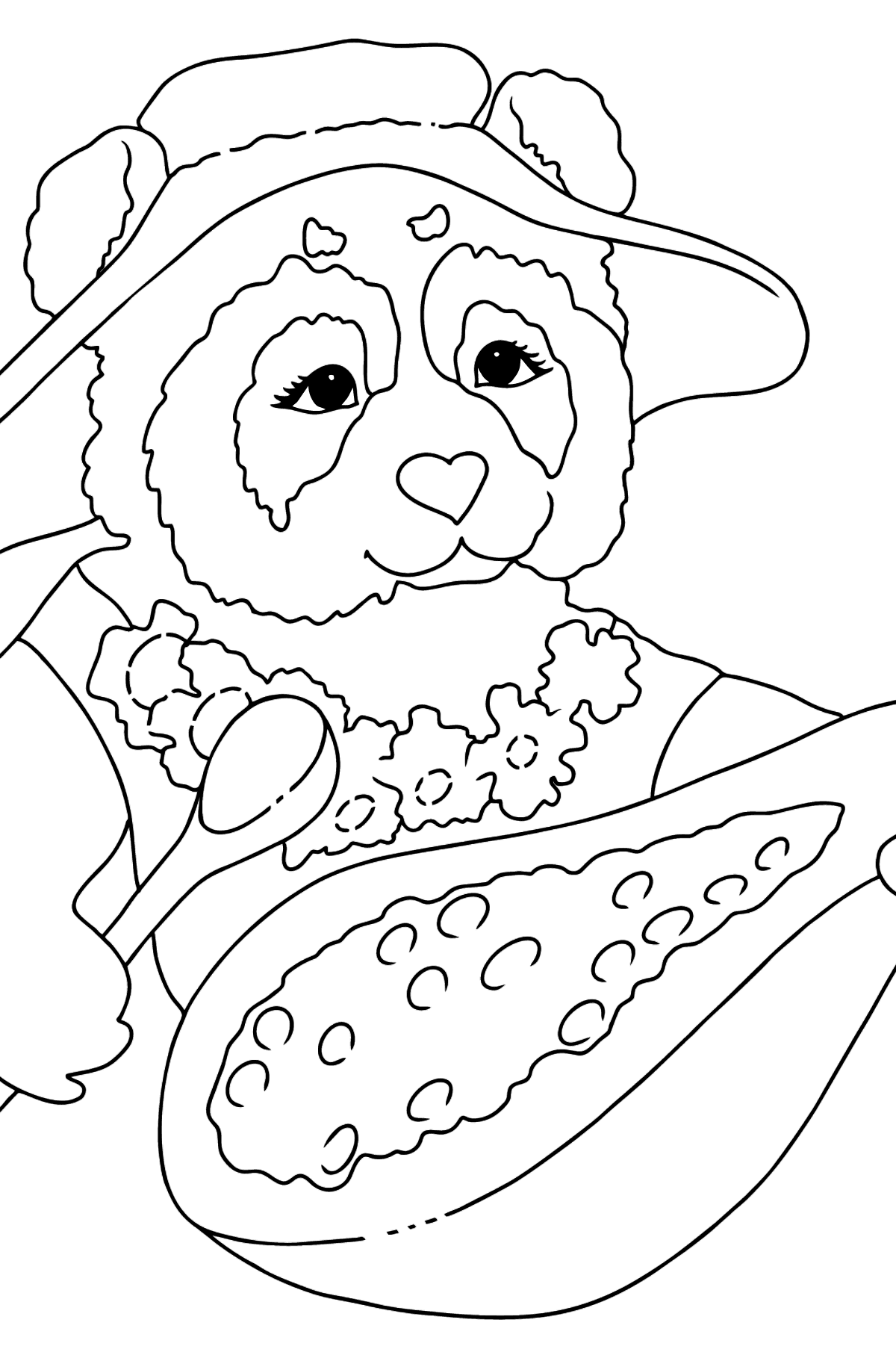 Tegning til farvning sød panda (let) - Tegninger til farvelægning for børn