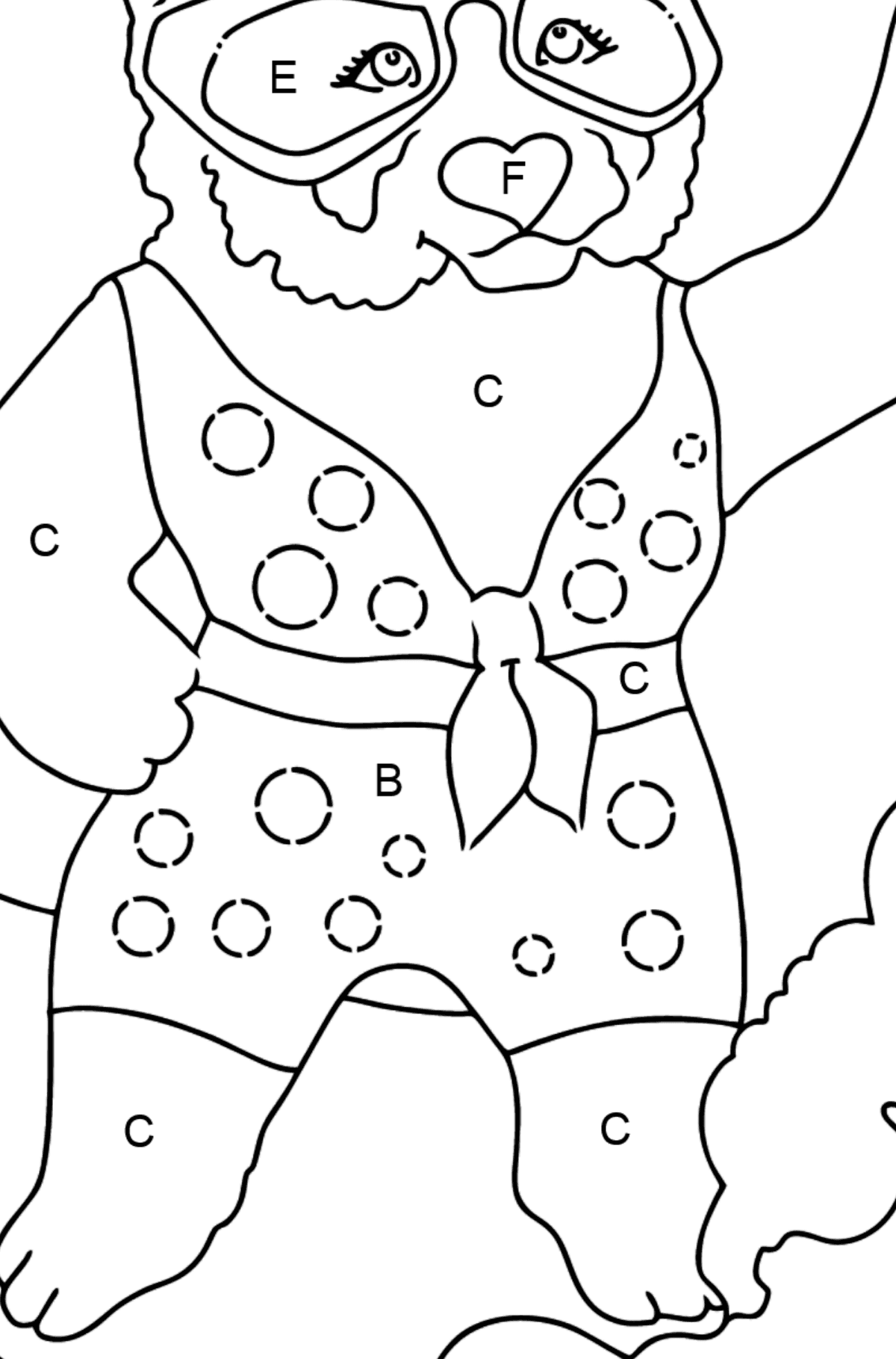 Coloring Page - A Panda Surfer - Coloring by Letters for Kids