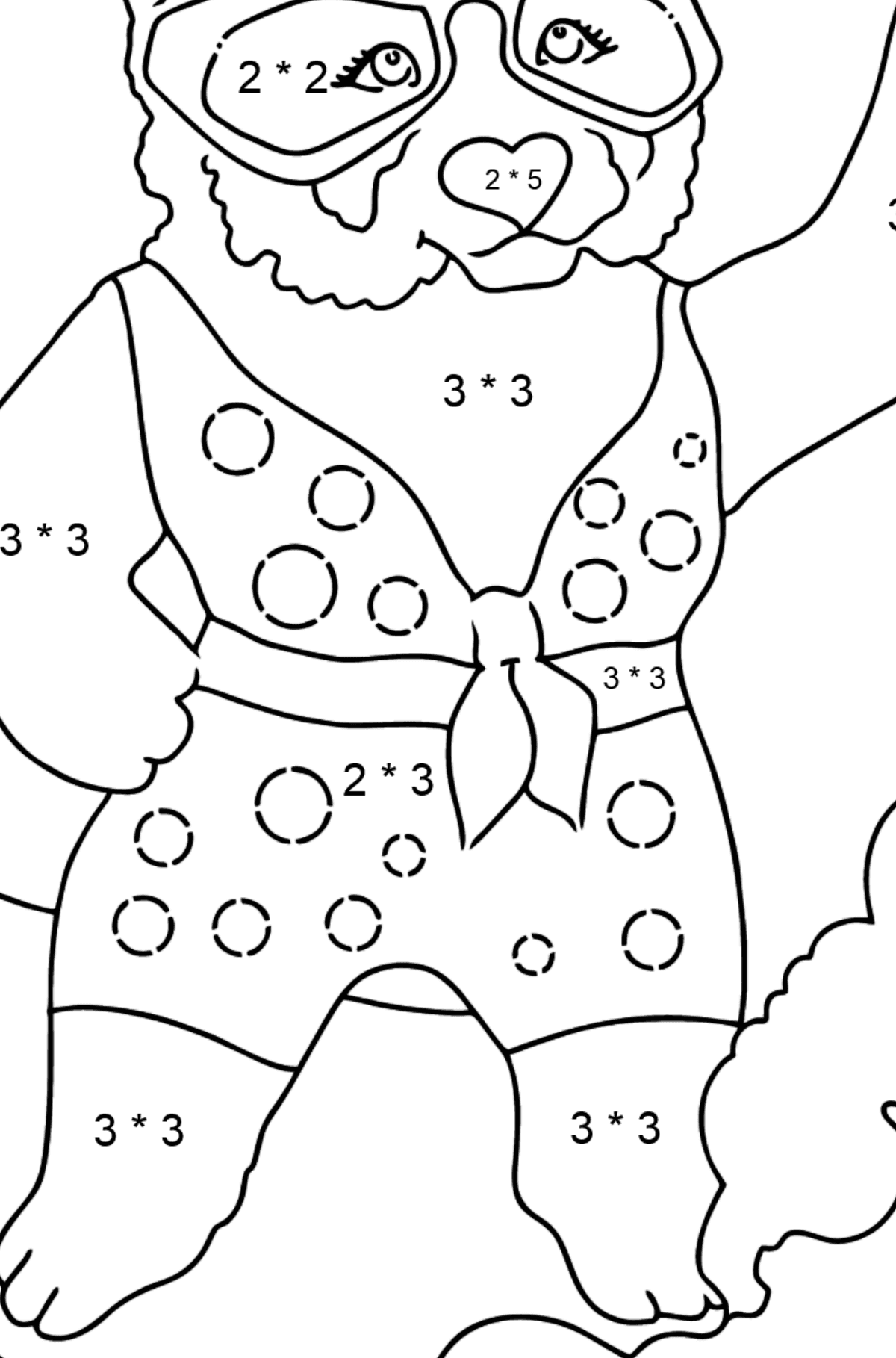 Coloriage Panda De Dessin Animé (Simple) - Coloriage Magique Multiplication pour les Enfants
