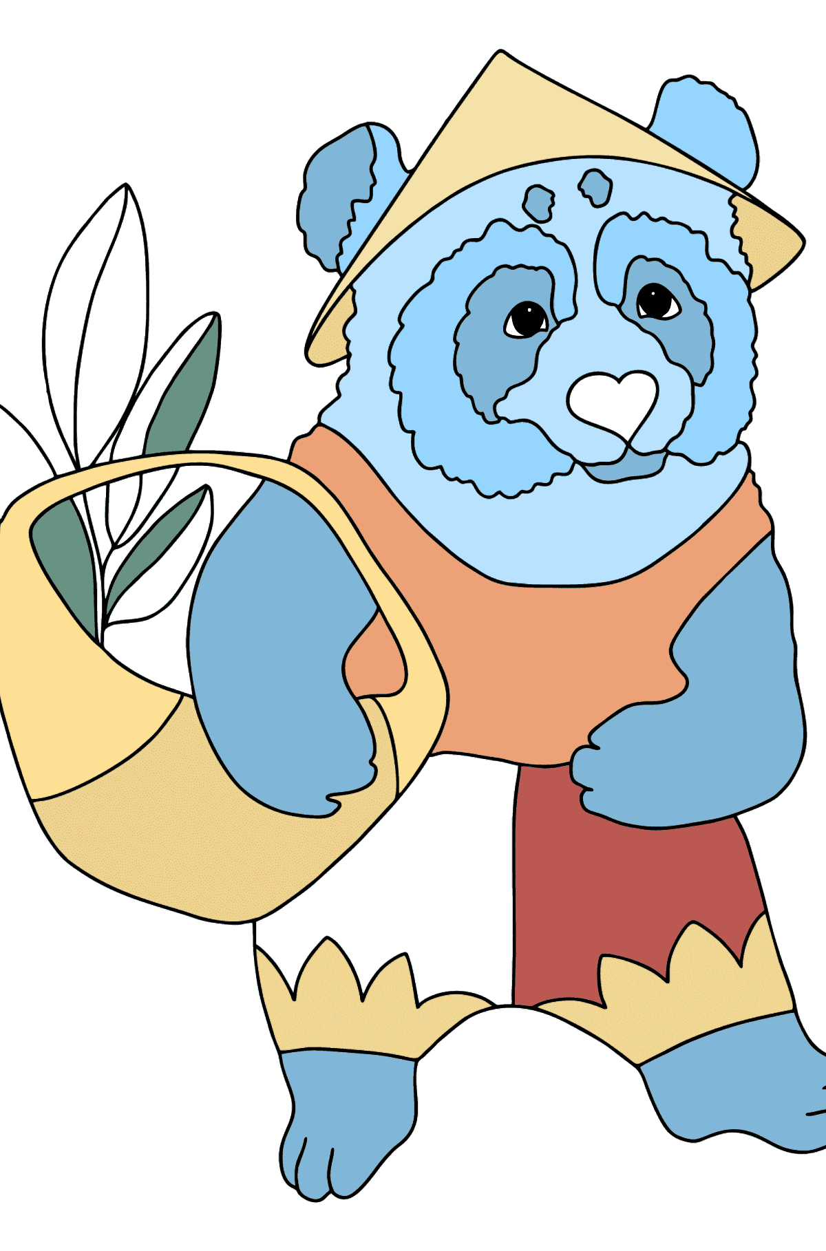 Coloring Page - A Panda with a Crop Basket - Coloring Pages for Kids