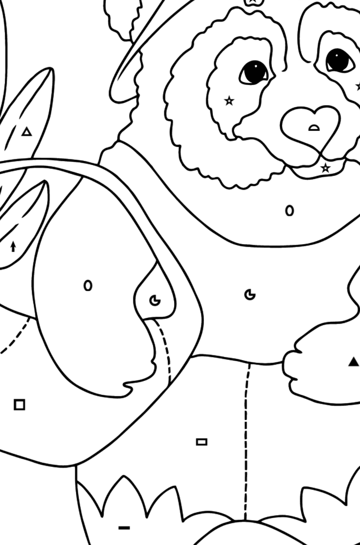 Kind Panda coloring page - Coloring by Symbols and Geometric Shapes for Kids