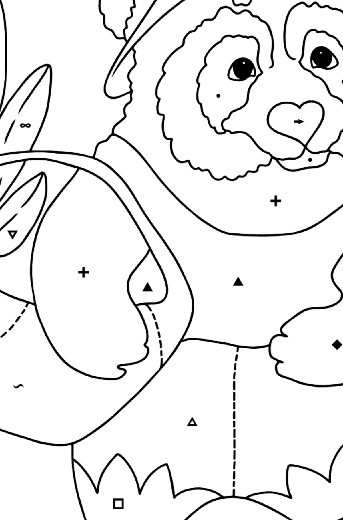 Kind Panda coloring page - Coloring by Symbols for Kids