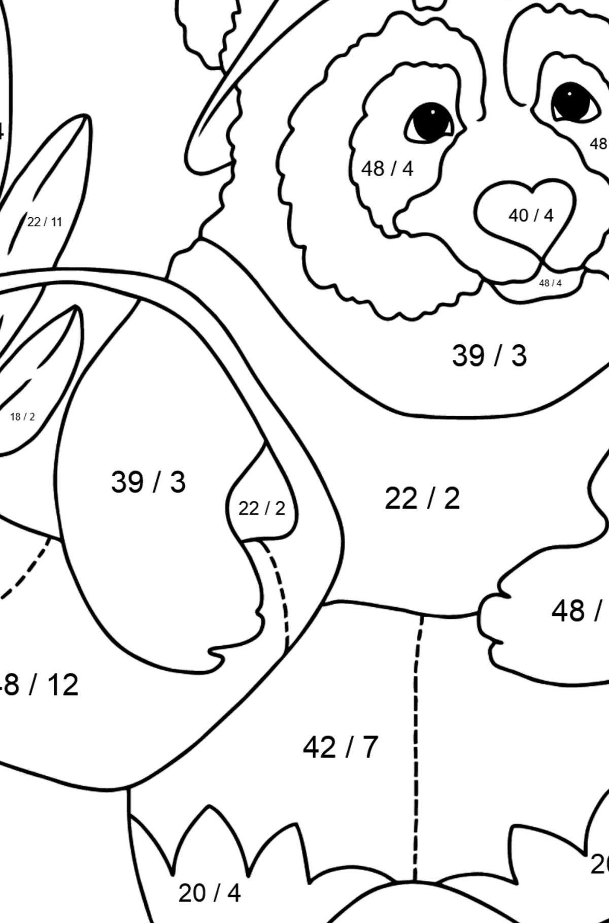 Kind Panda coloring page - Math Coloring - Division for Kids