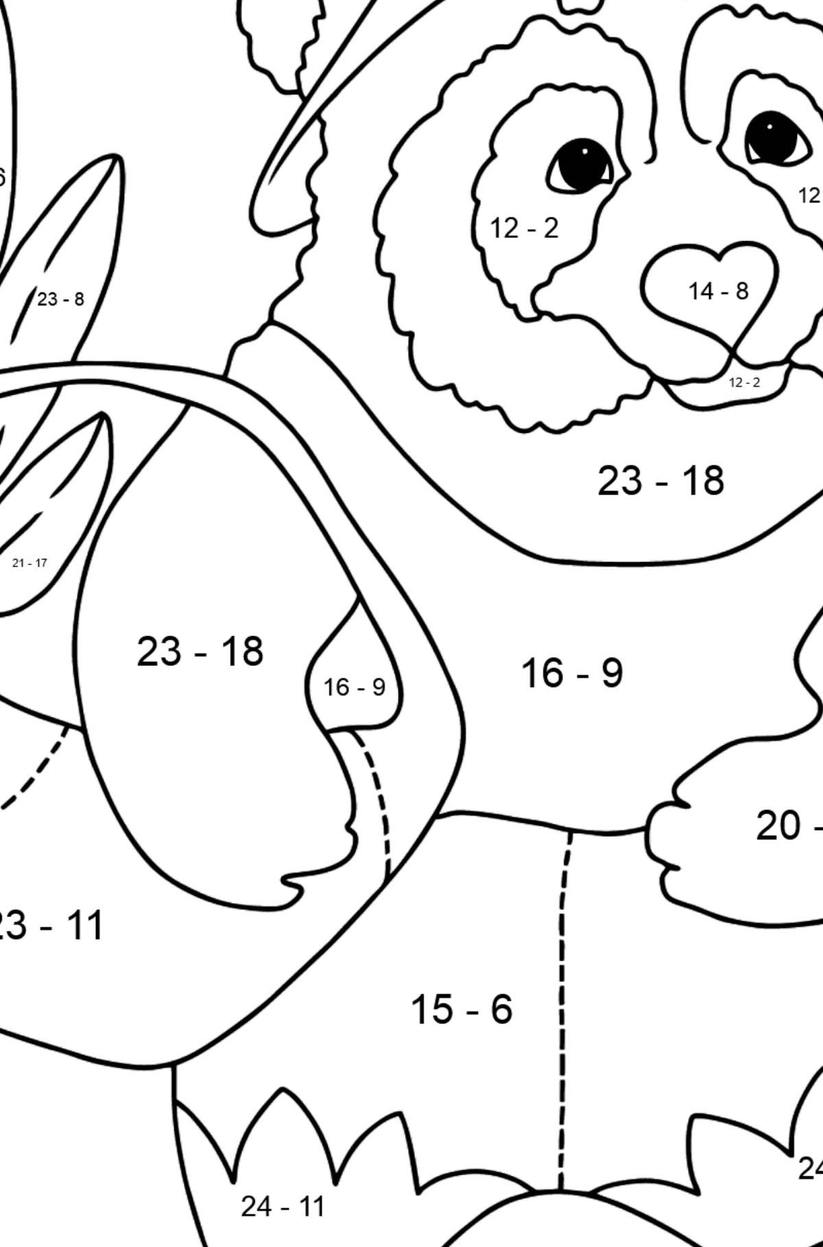 Kind Panda coloring page - Math Coloring - Subtraction for Kids