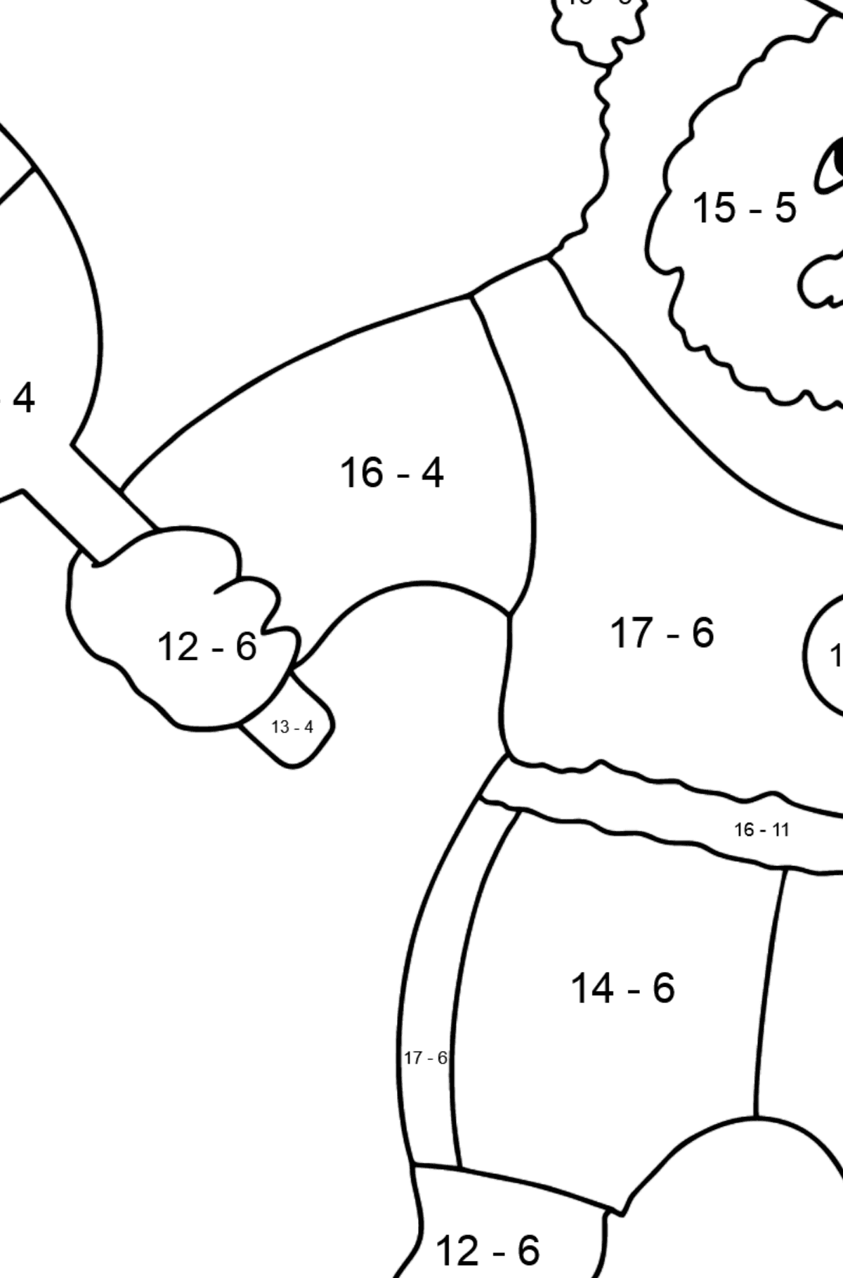 Charming Panda (Difficult) coloring page - Math Coloring - Subtraction for Kids