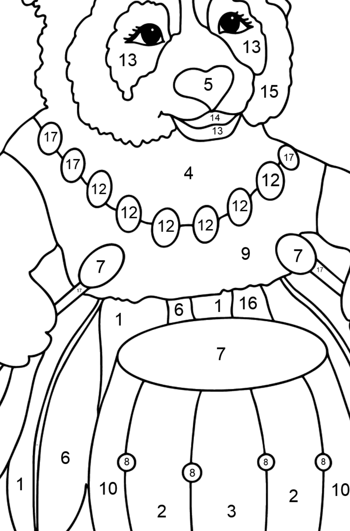 Coloring Picture - A Panda Drummer - Coloring by Numbers for Kids