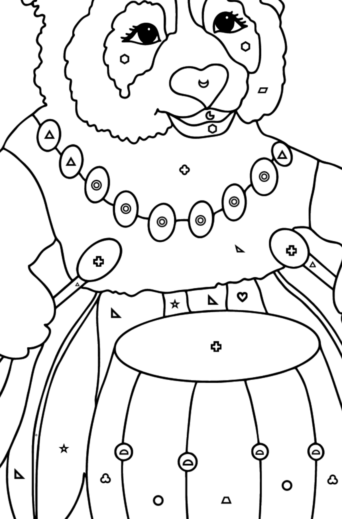 Panda For Kids (Hard) coloring page - Coloring by Geometric Shapes for Kids