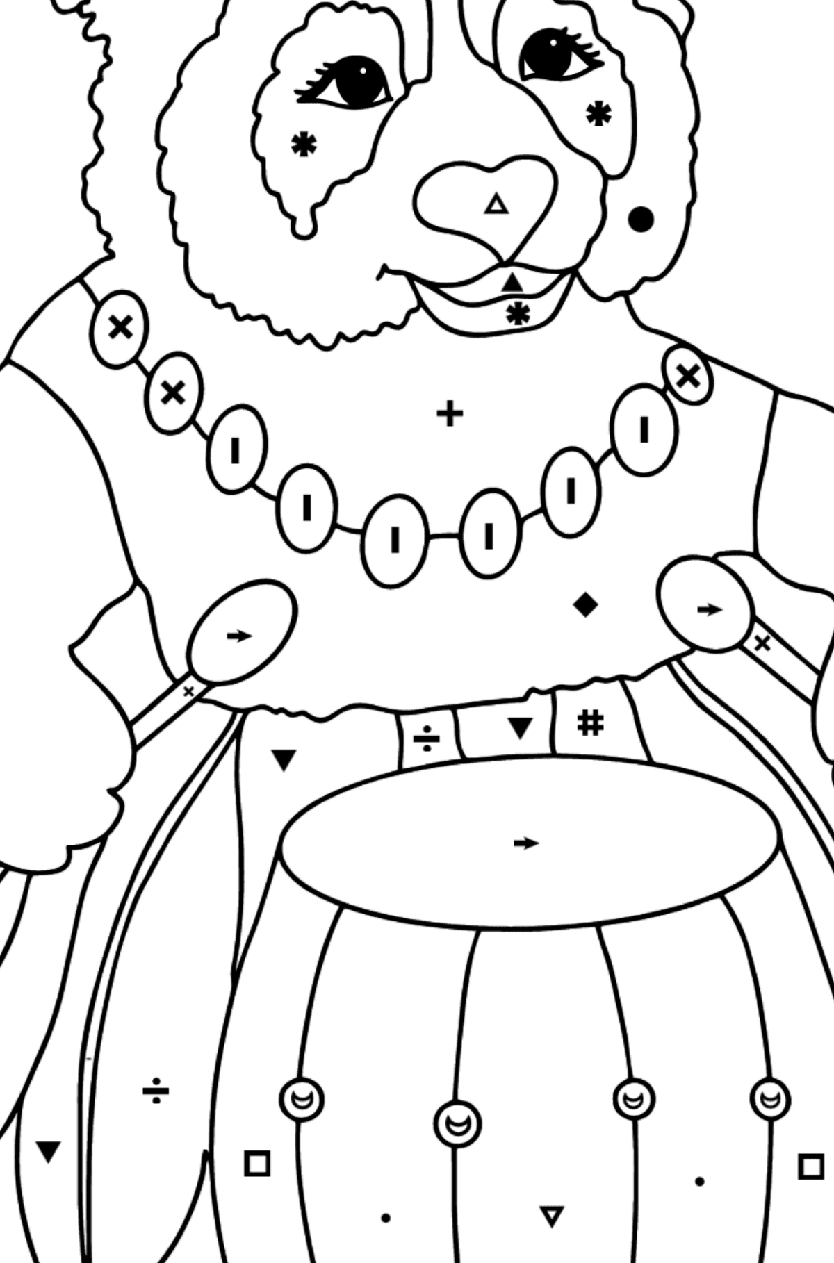 Panda For Kids (Hard) coloring page - Coloring by Symbols for Kids