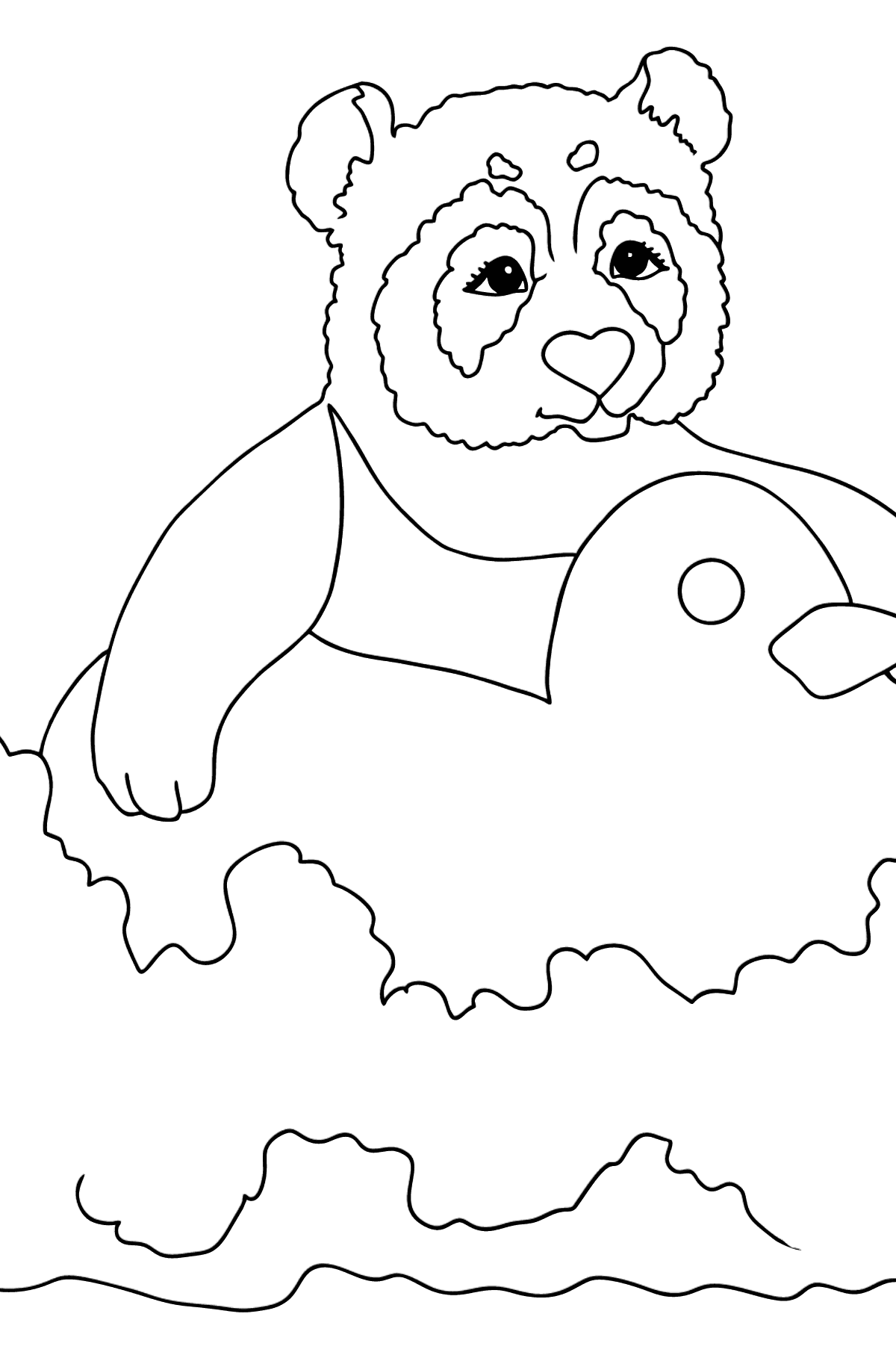Desen de colorat panda amuzant (simplu) - Desene de colorat pentru copii
