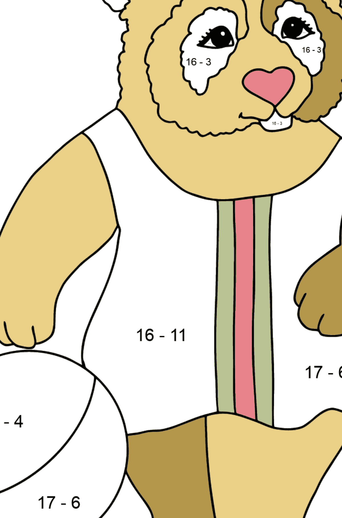 Panda For Babies (Difficult) coloring page - Math Coloring - Subtraction for Kids