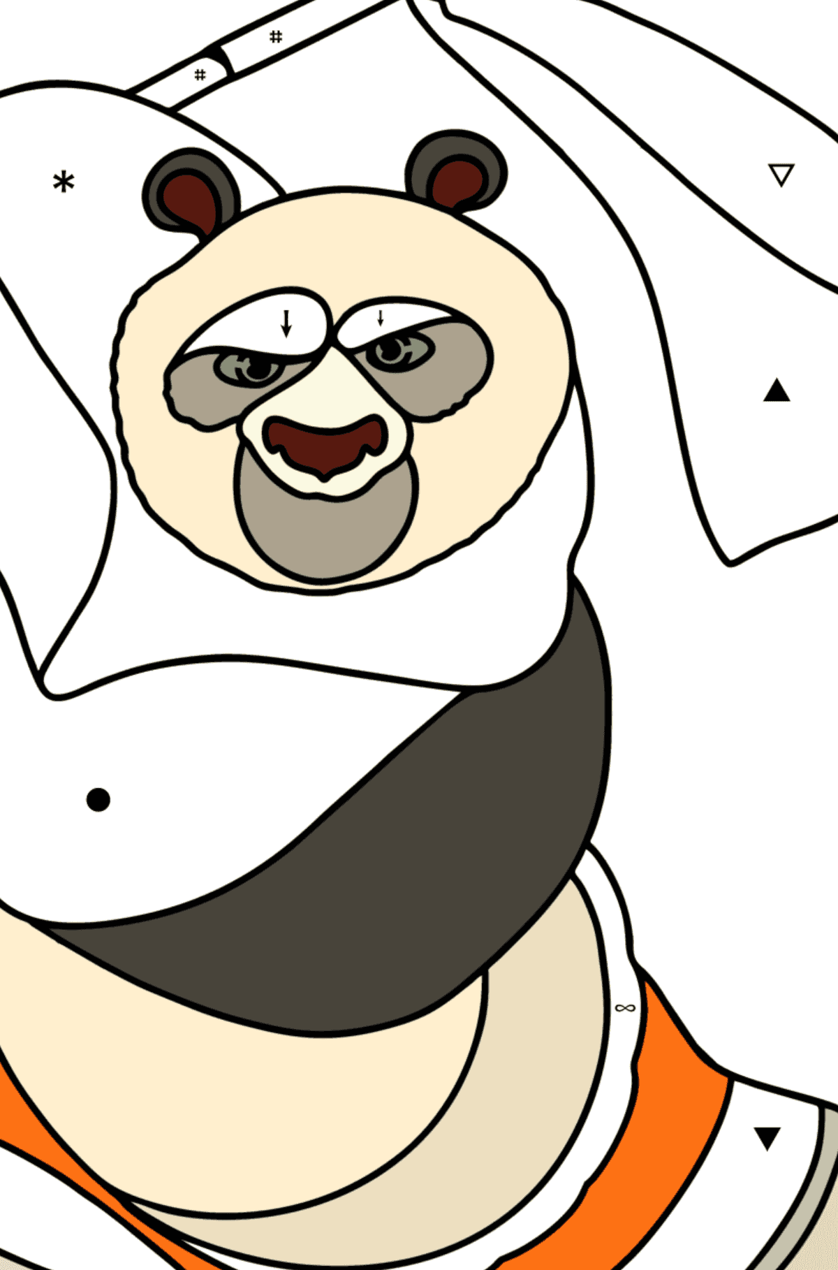Desenho de Panda Kung Fu para colorir - Colorir por Símbolos para Crianças