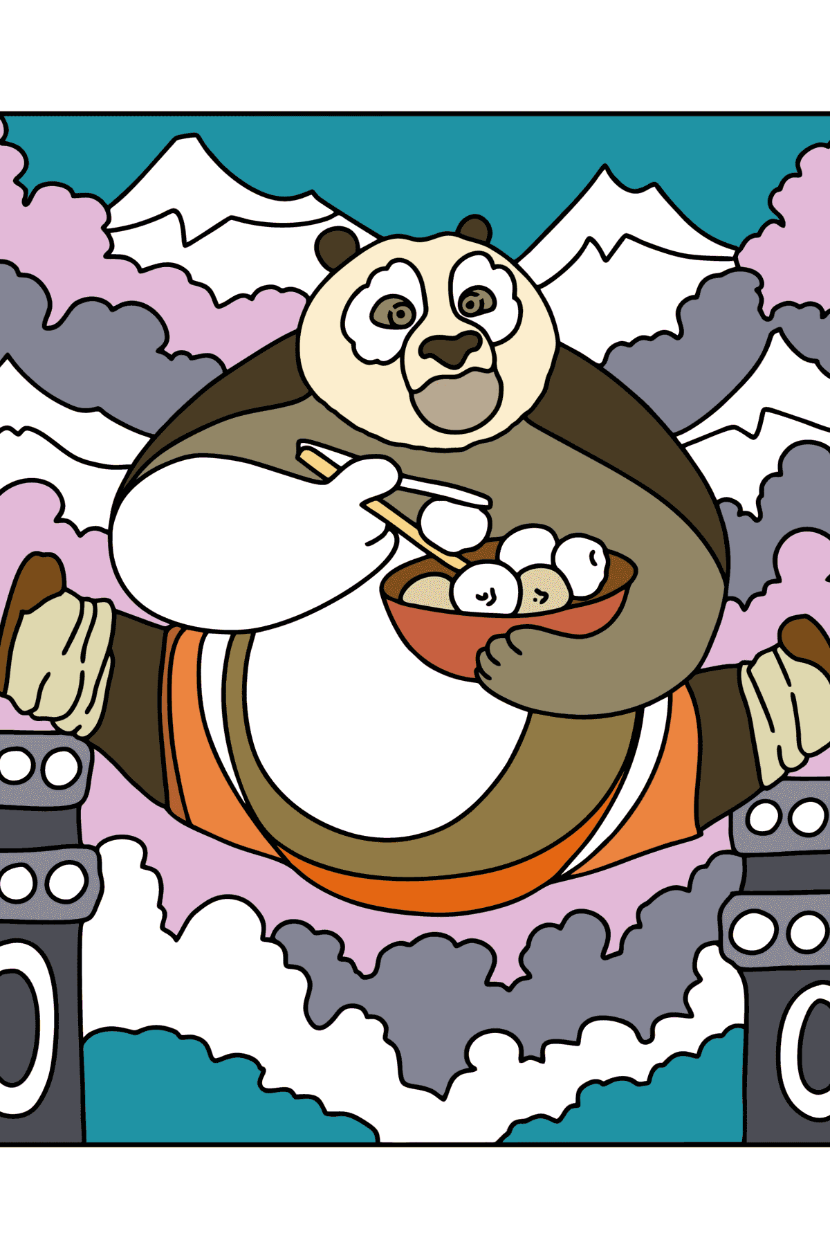 Ausmalbild Kung-Fu Panda Po - Malvorlagen für Kinder