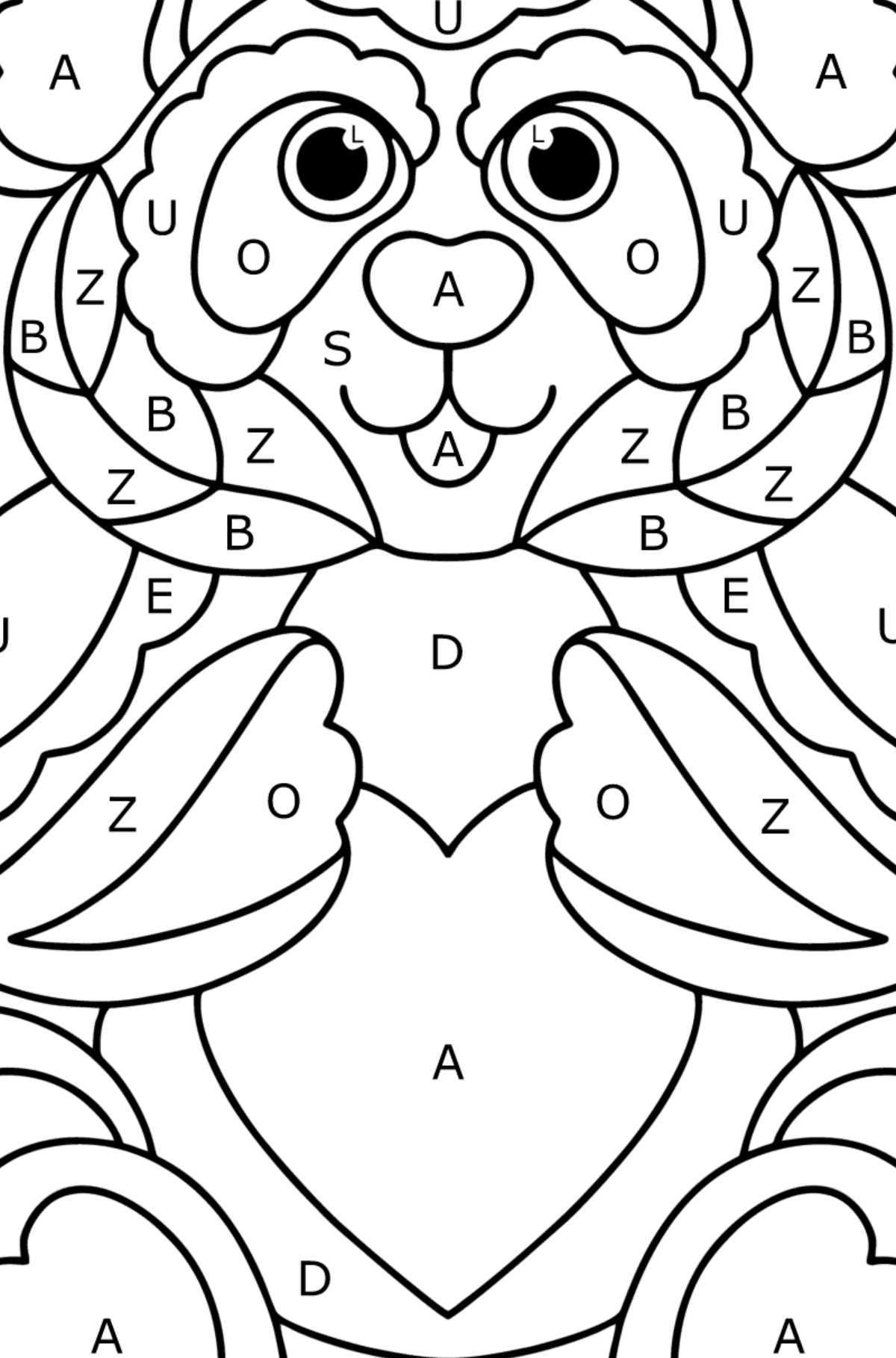 Panda antistress coloring page - Coloring by Letters for Kids