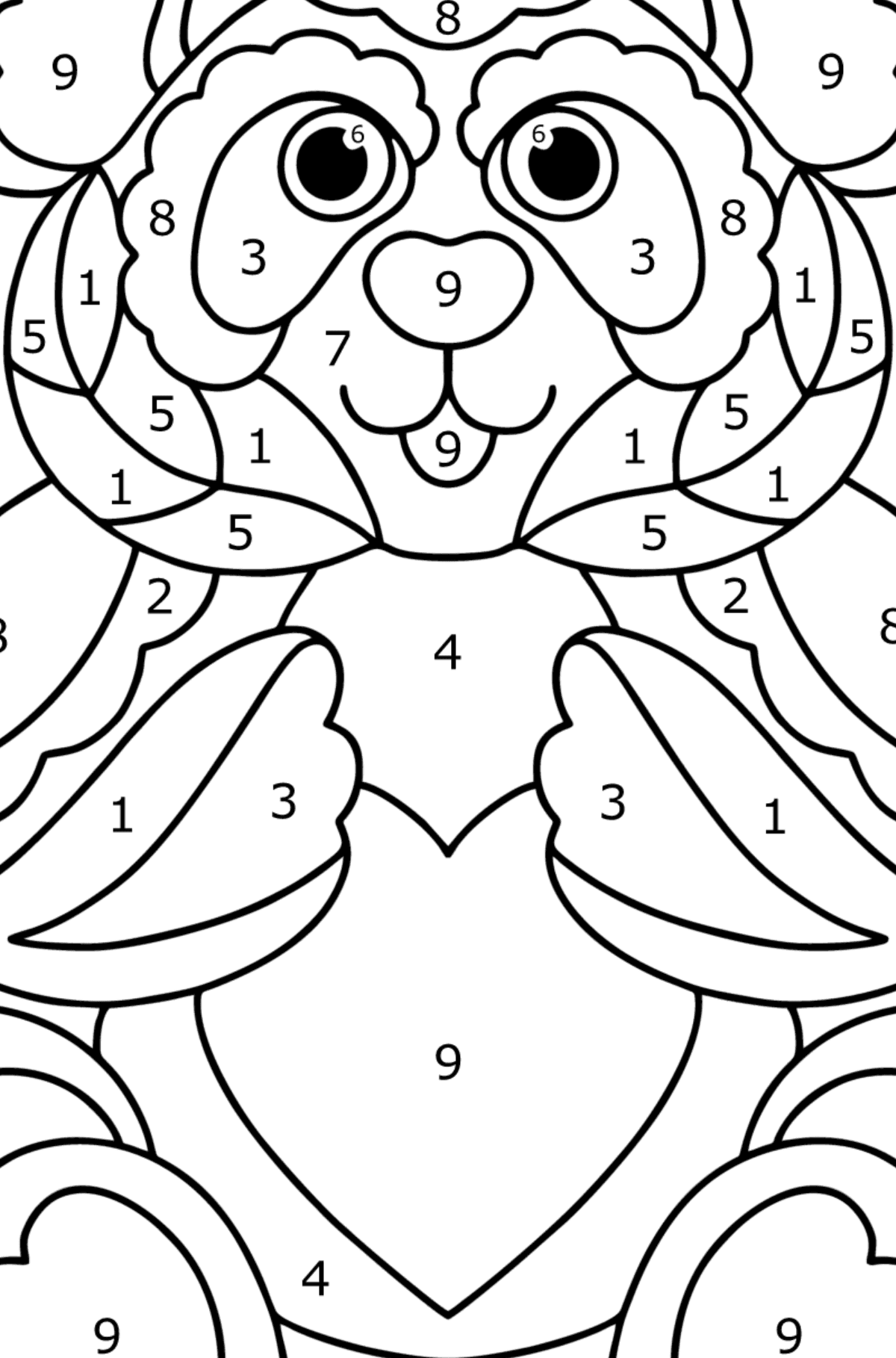 Panda antistress coloring page - Coloring by Numbers for Kids
