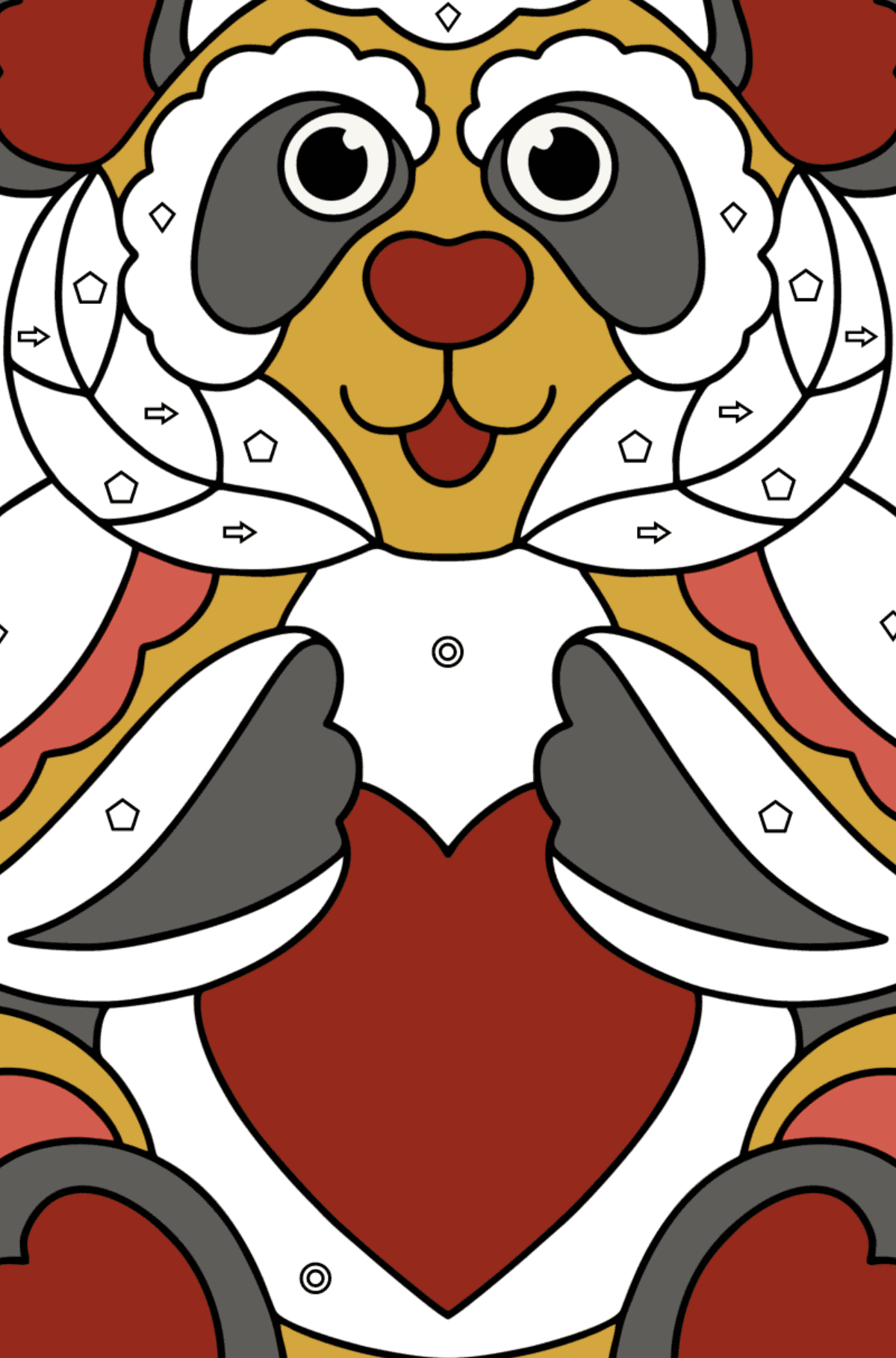 Ausmalbild Panda-Antistress - Ausmalen nach Geometrischen Formen für Kinder