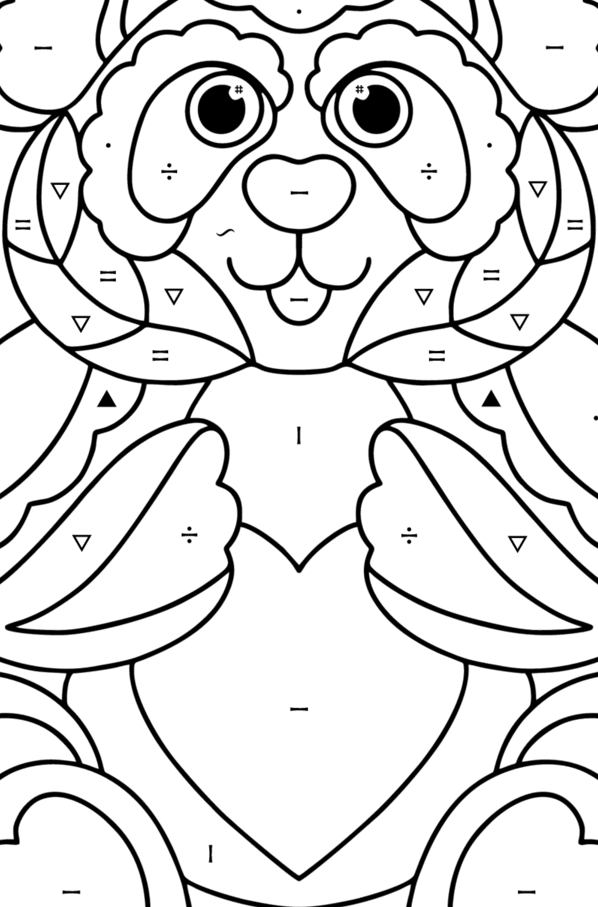 Panda antistress coloring page - Coloring by Symbols for Kids