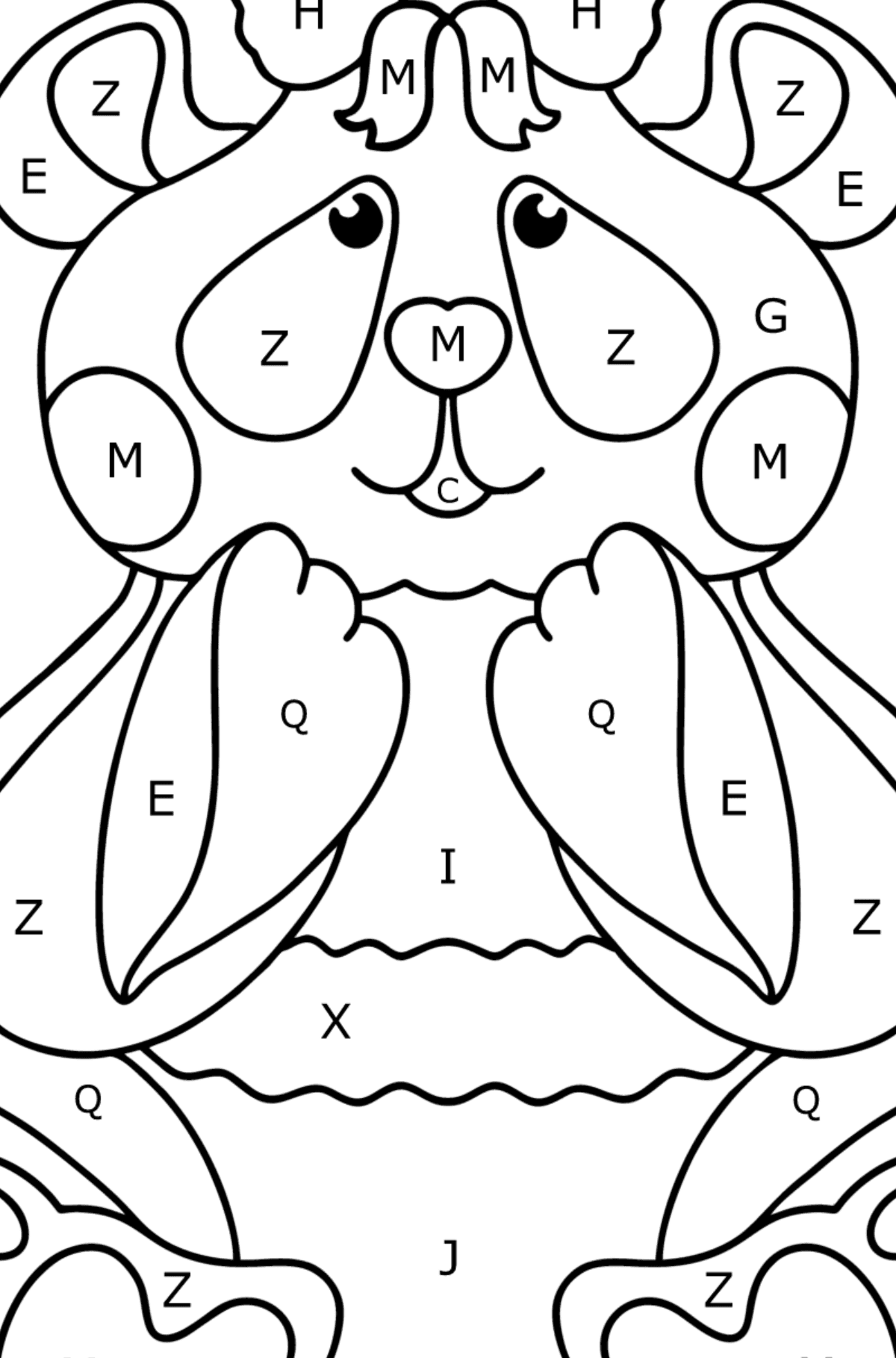 Panda baby coloring page - Coloring by Letters for Kids