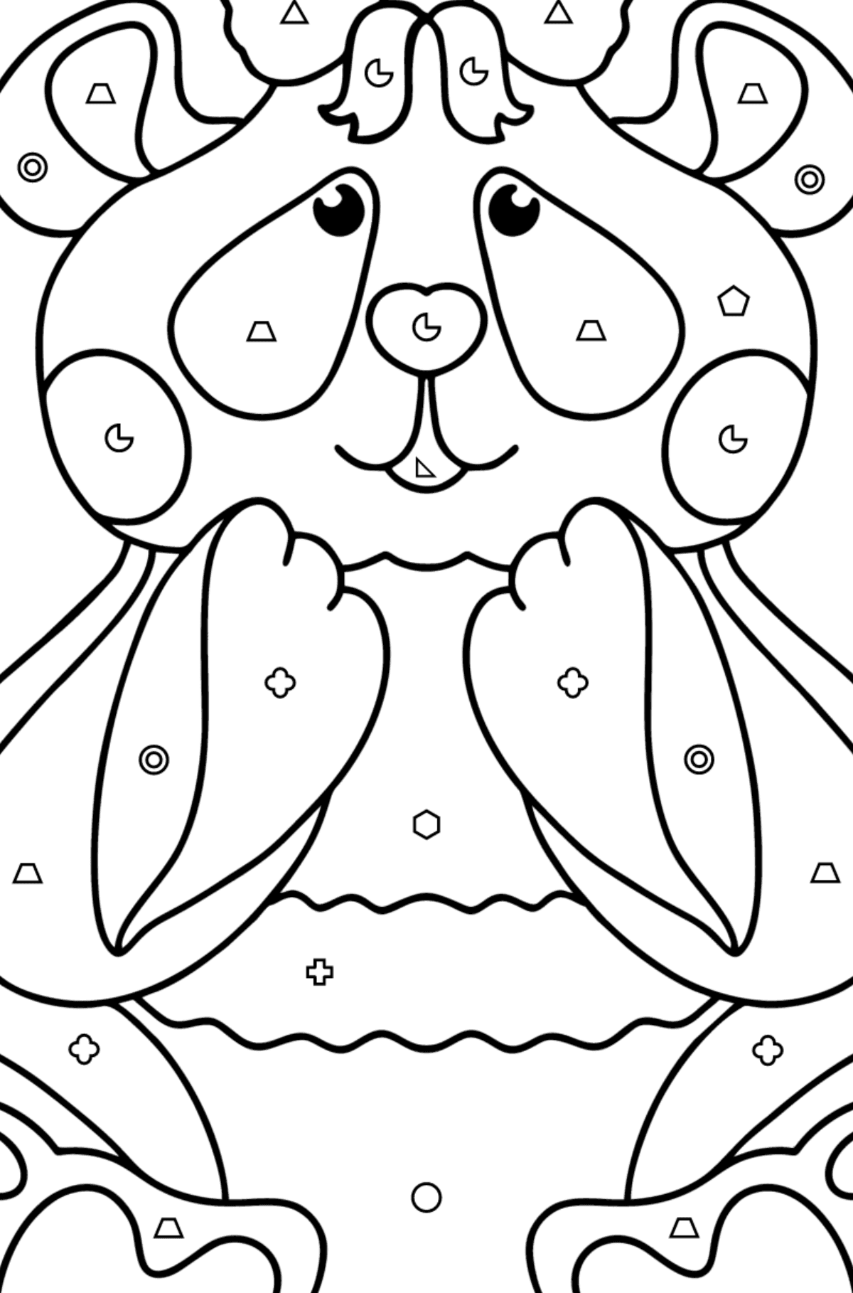 Desen de colorat pui de panda - Desen de colorat după Forme Geometrice pentru copii