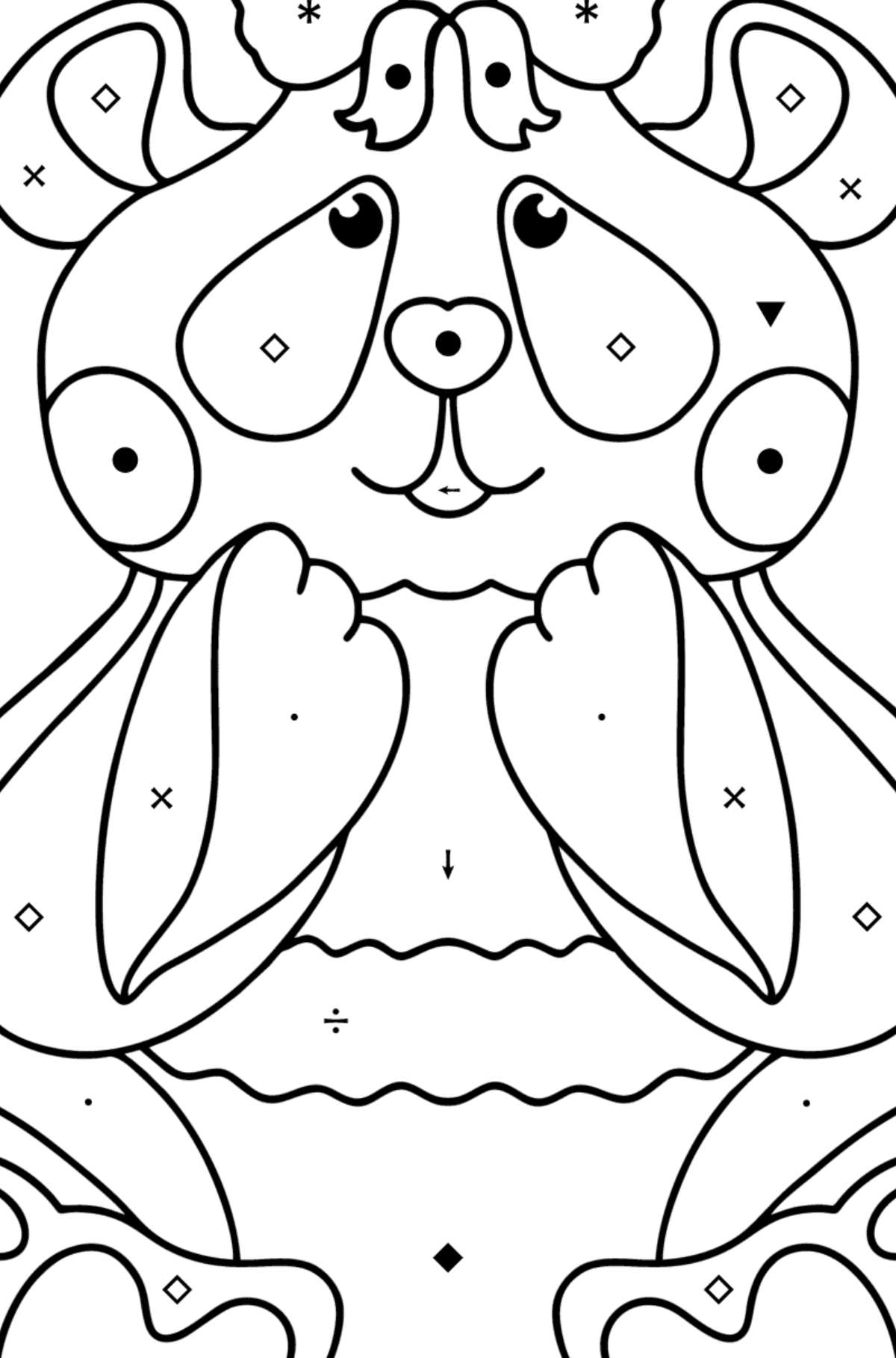 Boyama sayfası bebek panda - Sembollerle Boyama çocuklar için