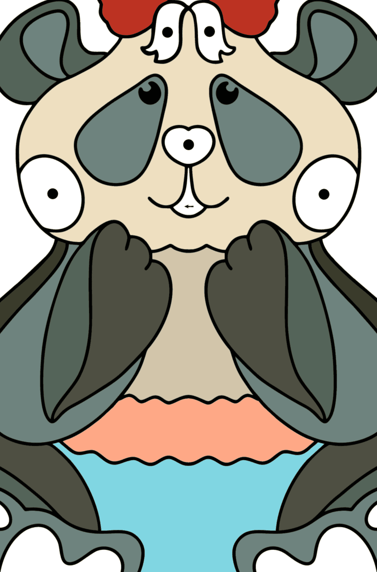 Dibujo de bebé panda para colorear - Colorear por Símbolos para Niños