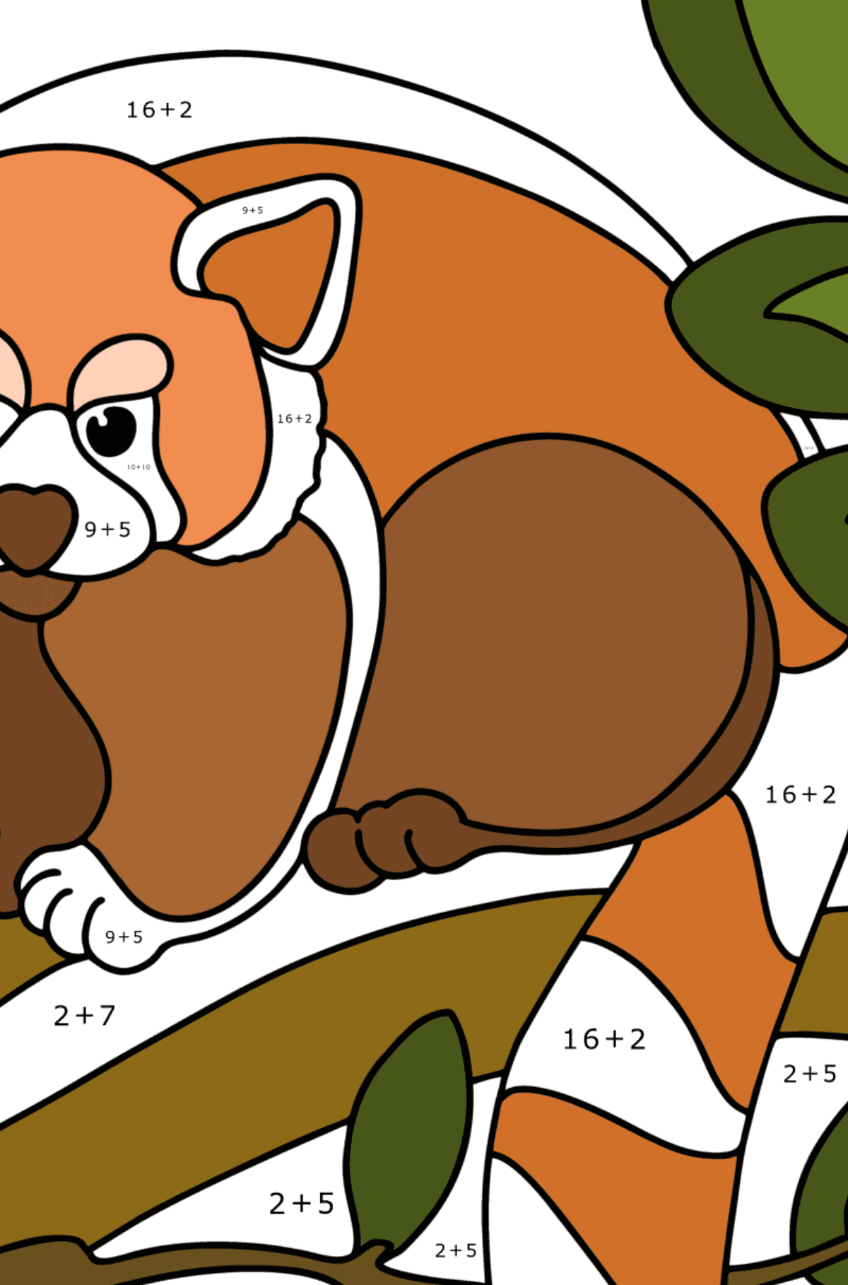 Desenho de Panda vermelho para colorir - Colorindo com Matemática - Soma para Crianças