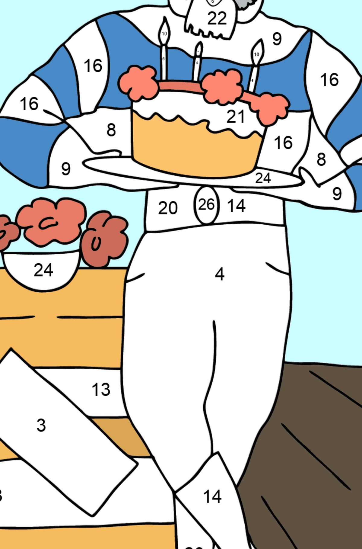 Desenho de pirata fofo para colorir (difícil) - Colorir por Números para Crianças