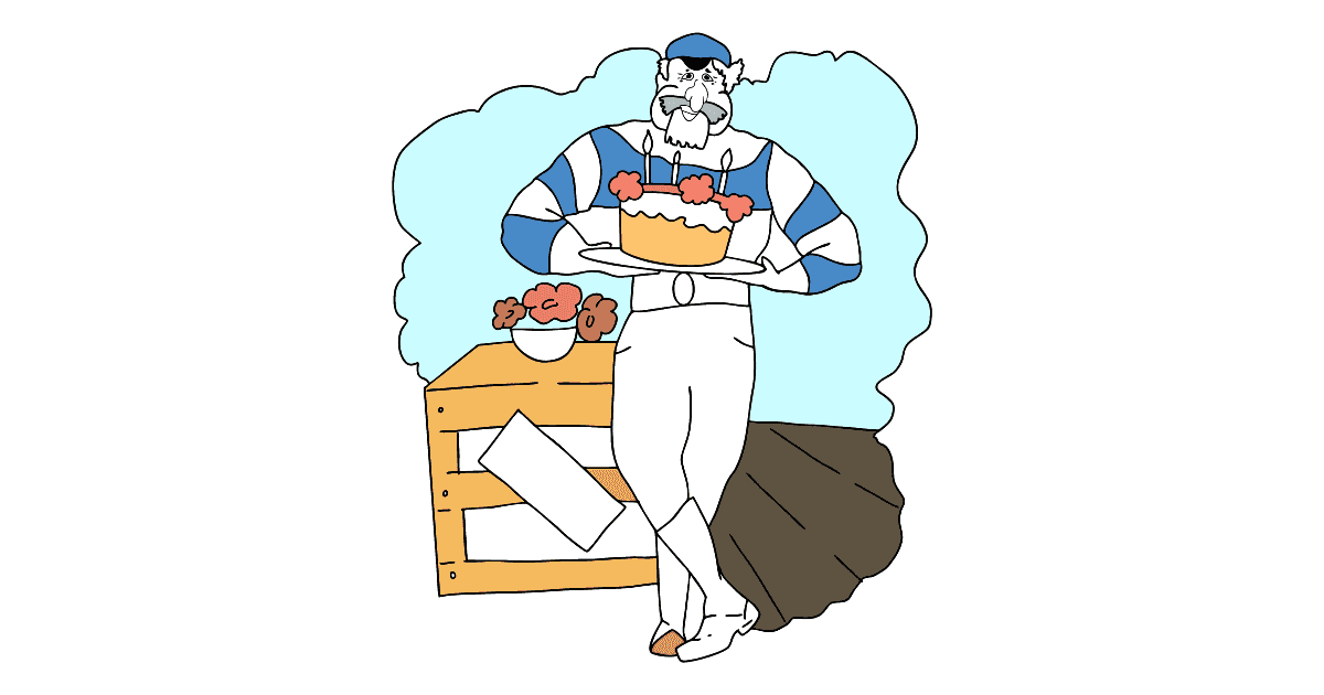 Online Coloring Page - A Pirate is Celebrating his Birthday