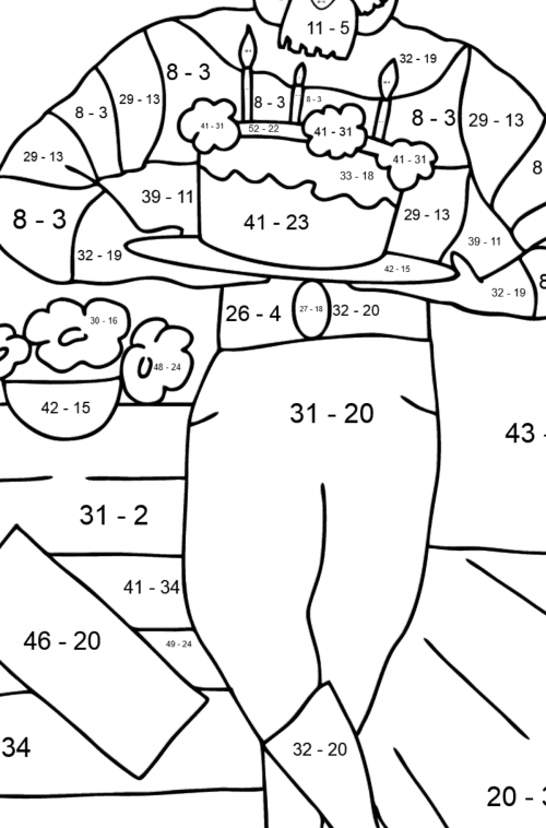 Online Coloring Page - A Pirate is Celebrating his Birthday