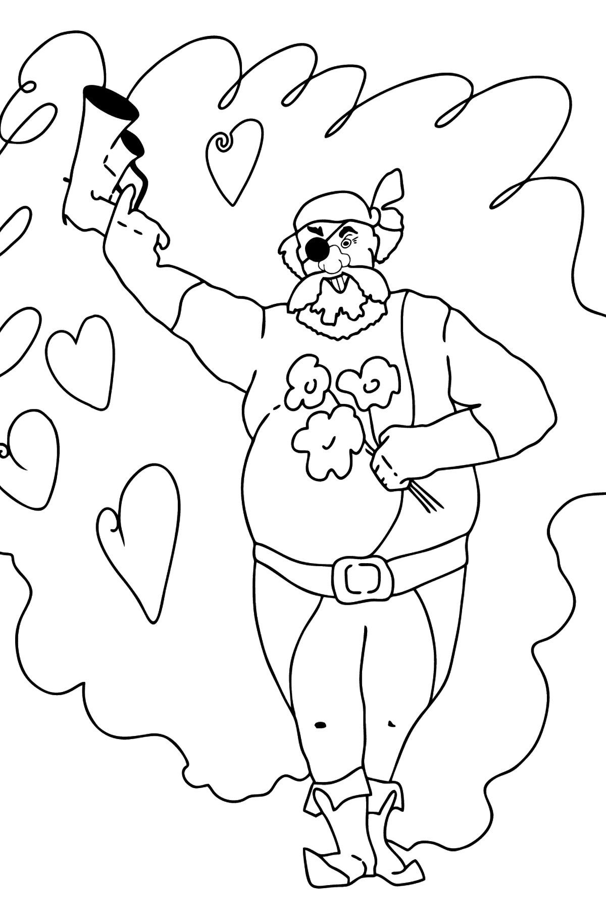Coloring Page - A Pirate is in Love - Coloring Pages for Kids