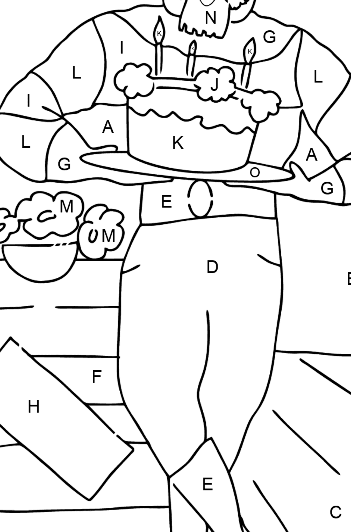Coloring Page - A Pirate is Waiting for Guests - Coloring by Letters for Kids