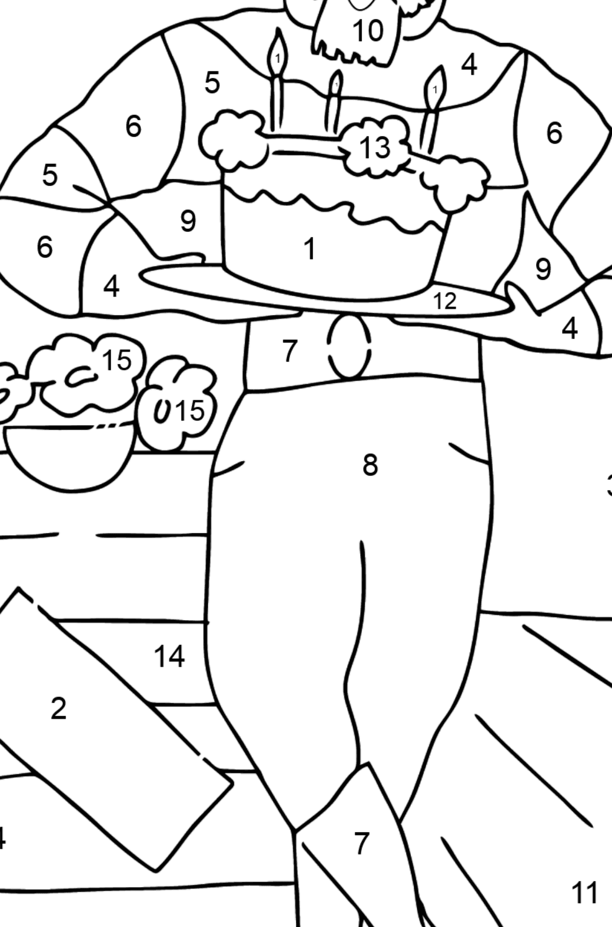 Coloring Page - A Pirate is Waiting for Guests - Coloring by Numbers for Kids