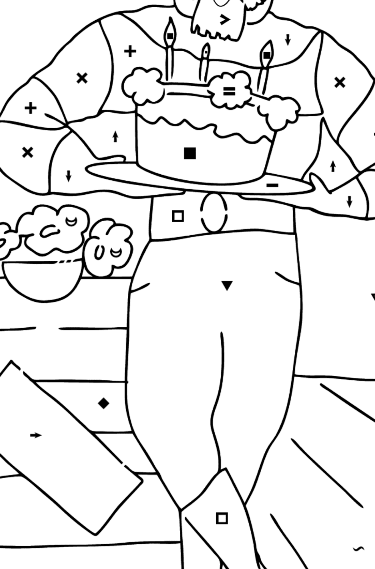 Coloring Page - A Pirate is Waiting for Guests - Coloring by Symbols for Kids