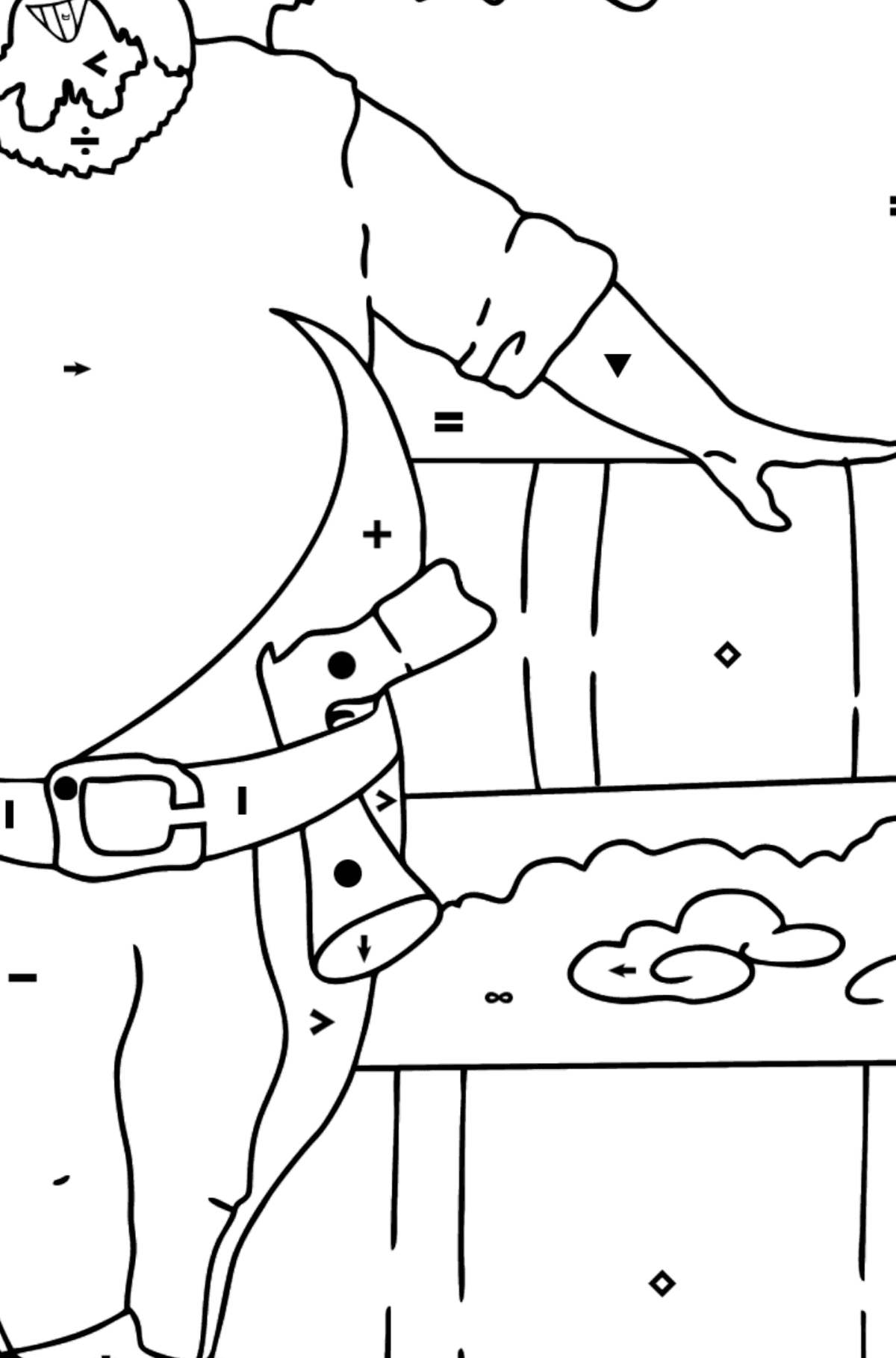 Coloring Page - A Pirate with a Trunk - Coloring by Symbols for Kids