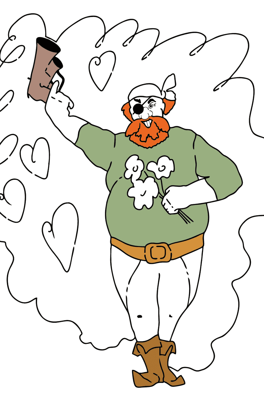 Online Coloring Page - A Pirate is Celebrating his Birthday